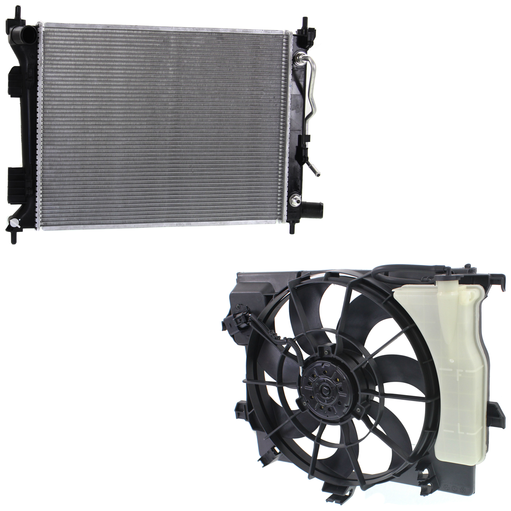 AM ACCENT 12-13 RADIATOR AND FAN KIT 2 pc kit 4 Cyl 1.6L SKU KIT 120622-28 Partslink HY3115136 HY3010174 OEM 253101R150-253801R050-253801R6