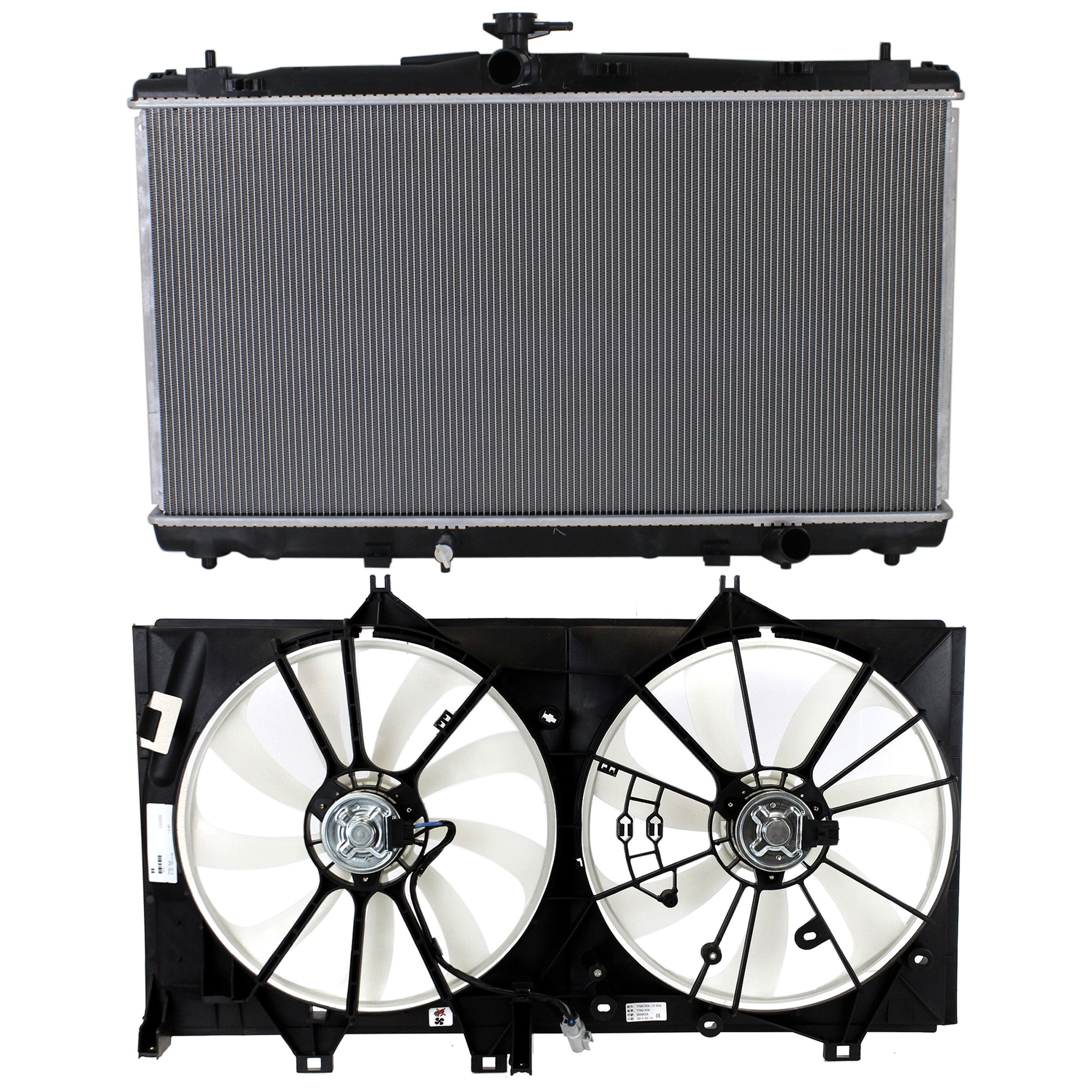AM CAMRY 12-17 RADIATOR Aluminum Core 4 Cyl. 2.5L Engine 1 Row Core 2 pc kit w Cooling Fan Assembly SKU KIT 120622-29 Partslink TO3010338 TO3010339 TO3115169 OEM 164000V110-164000P350-167110V1