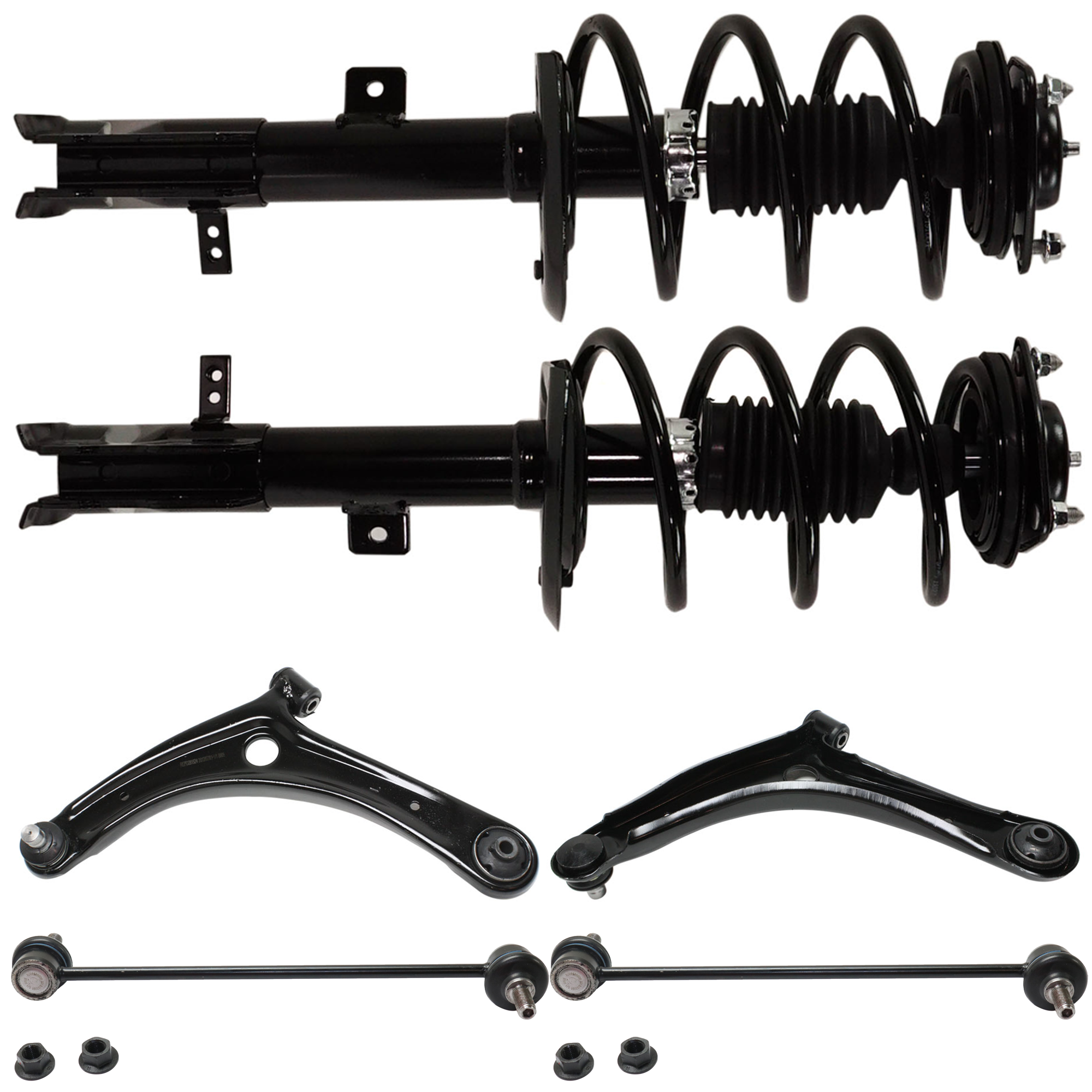 AM CALIBER 07-12 FRONT SUSPENSION KIT RH AND LH 6 pc kit with Control Arms Loaded Struts and Sway Bar Links SKU KIT 120622-31 Partslink CH4511100 CH4510100 OEM 5105040AI 5105041AI 5174185AC
