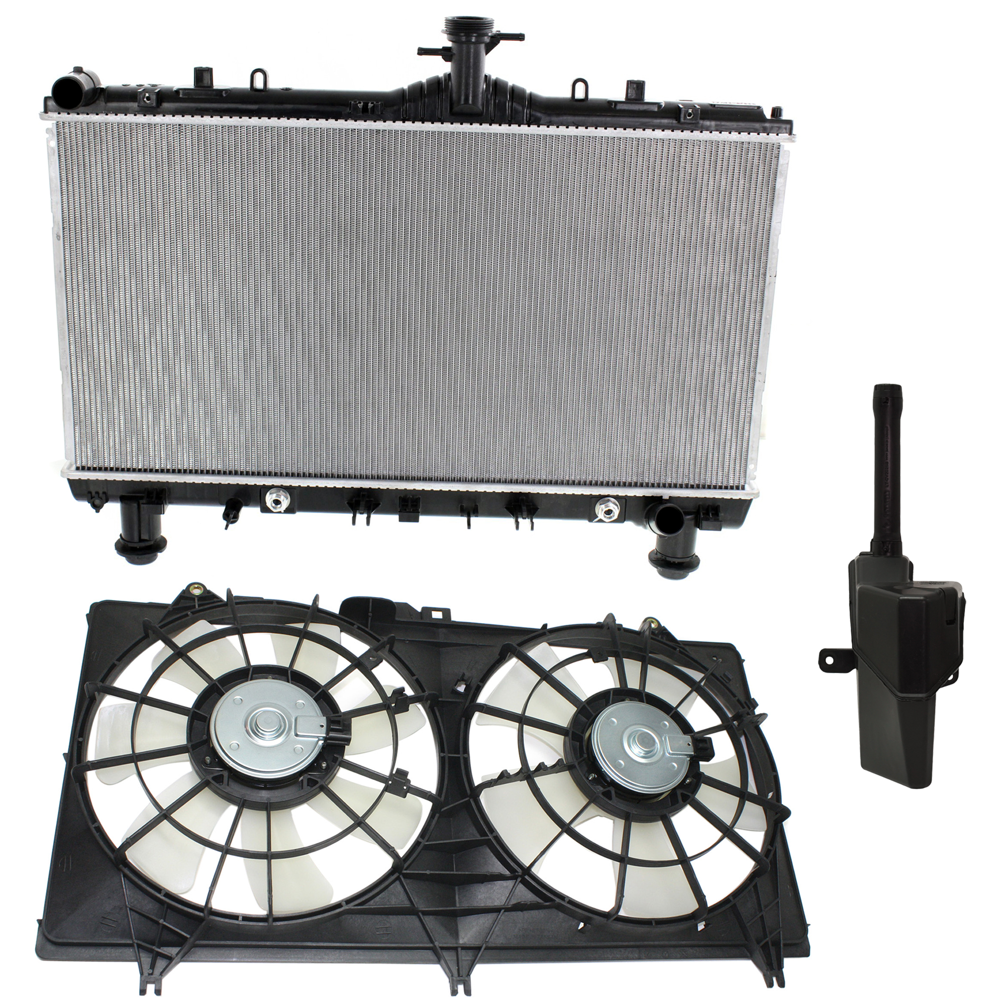 AM CAMARO 12-15 RADIATOR AND FAN KIT 3 pc kit 6 Cyl 3.6L with Coolant Tank SKU KIT 120622-34 Partslink GM3115265 GM3014172 GM3010554 OEM 22762592 PFM 21999769-21999768