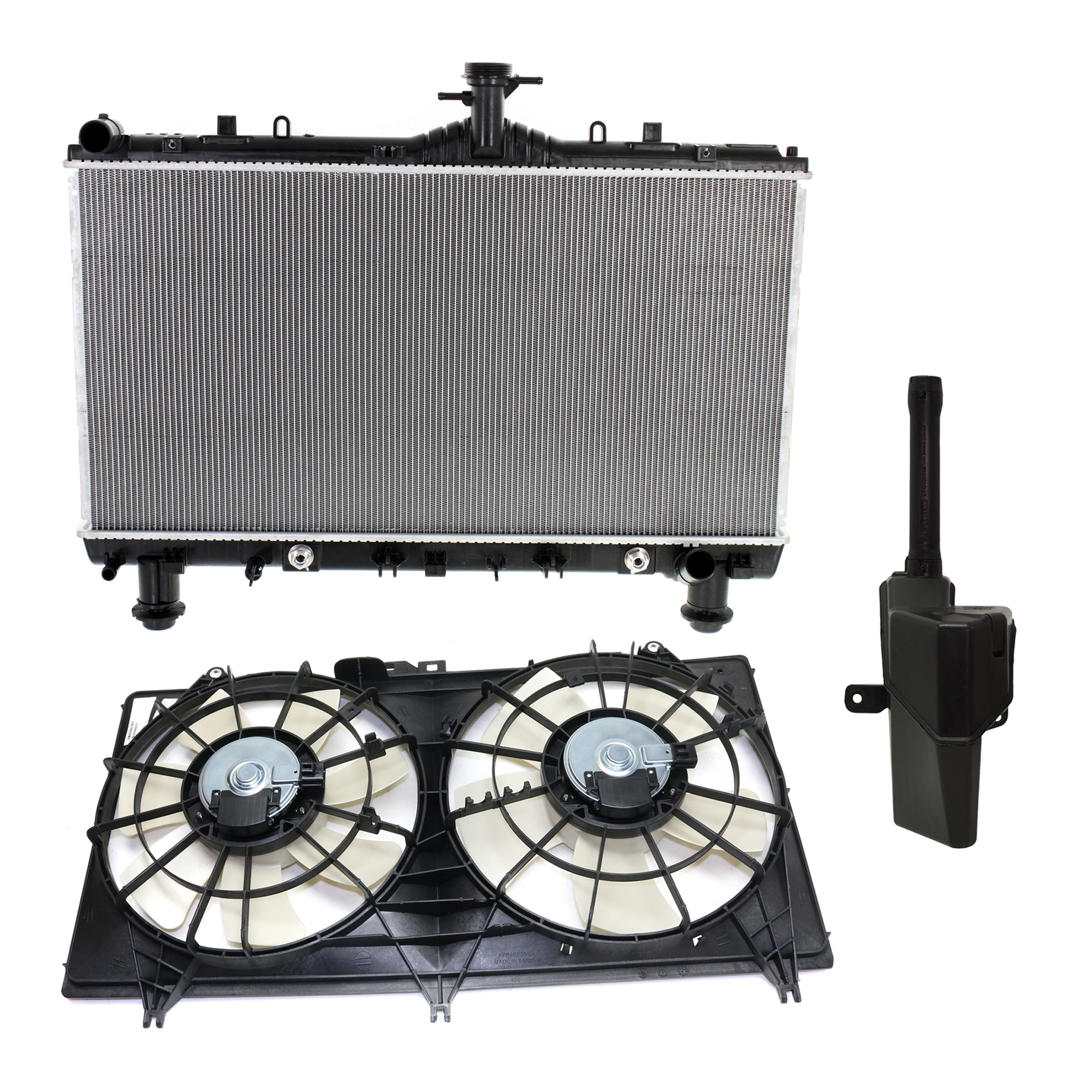 AM CAMARO 12-15 RADIATOR AND FAN KIT 3 pc kit 8 Cyl 6.2L with Coolant Tank SKU KIT 120622-35 Partslink GM3115245 GM3014172 GM3010556 OEM 22762592 PFM 22902563 PFM 2276