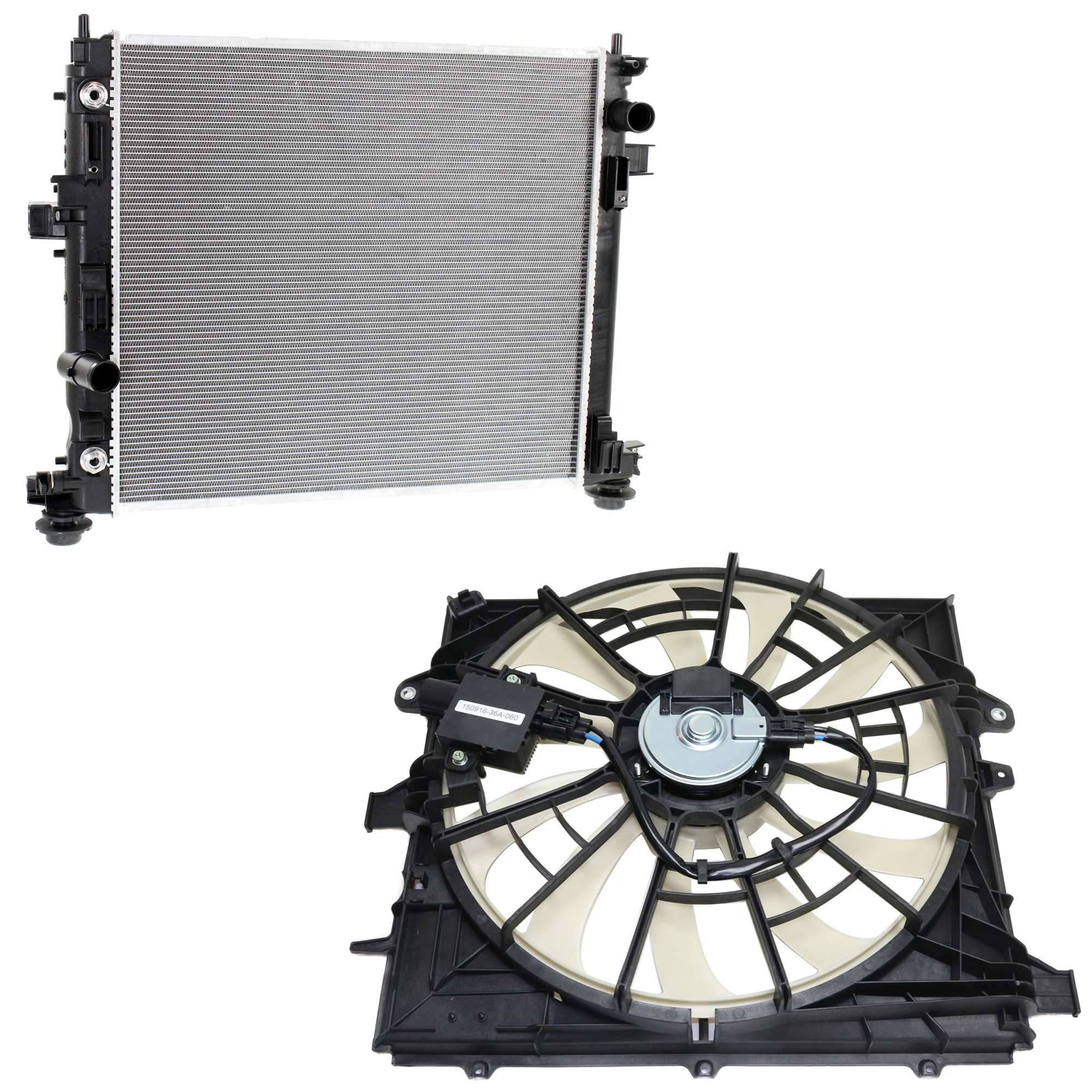 AM ATS 13-15 RADIATOR AND FAN KIT 2 pc kit 4 Cyl 2.5L SKU KIT 120622-37 Partslink GM3115283 GM3010559 OEM 84001484-22966123