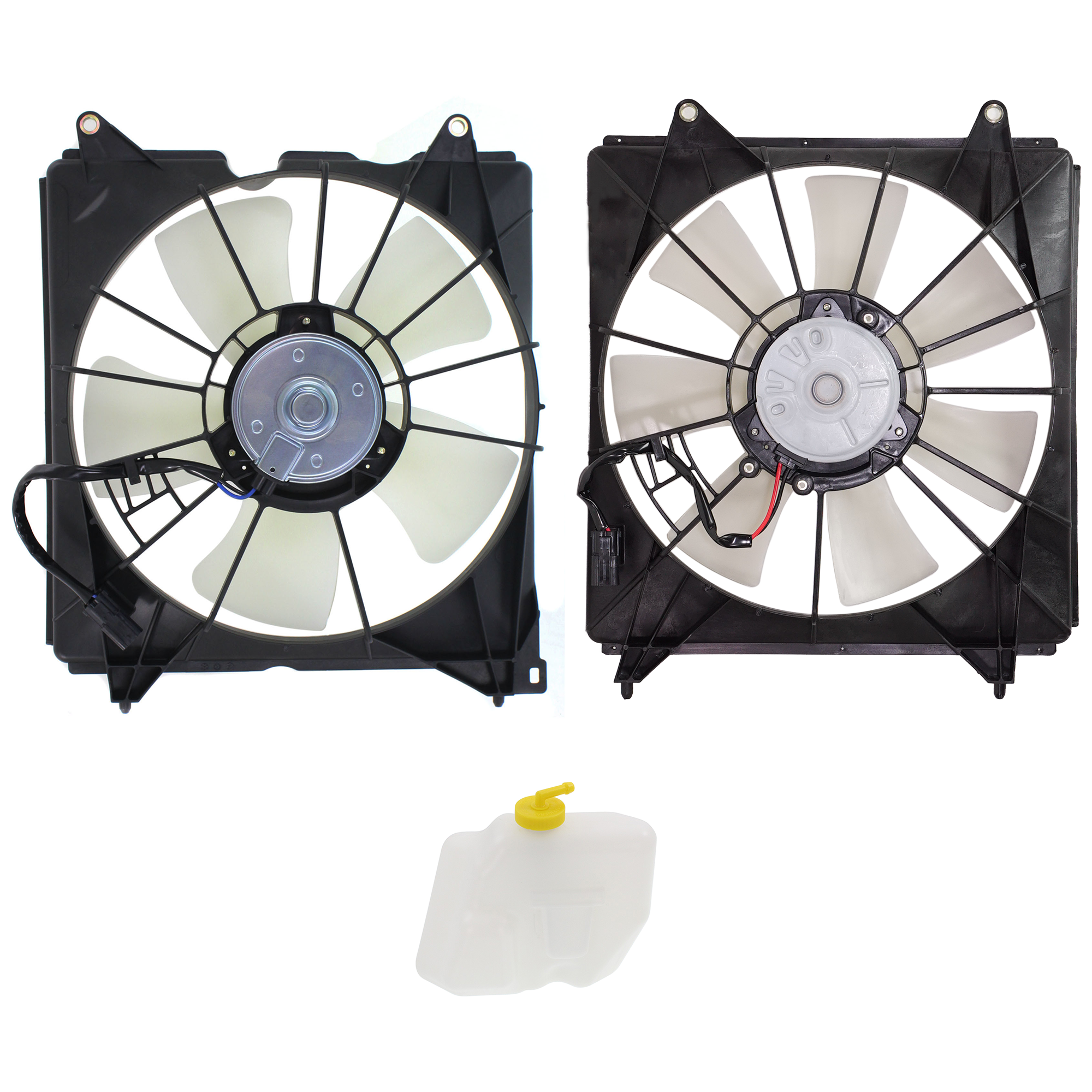 AM ACCORD 13-17 COOLING FAN ASSEMBLY 3 pc kit with Coolant Reservoir SKU KIT 120622-39 Partslink HO3113134 HO3115162 HO3014133 OEM 190155A2A01 PFM 386155A2A01-19