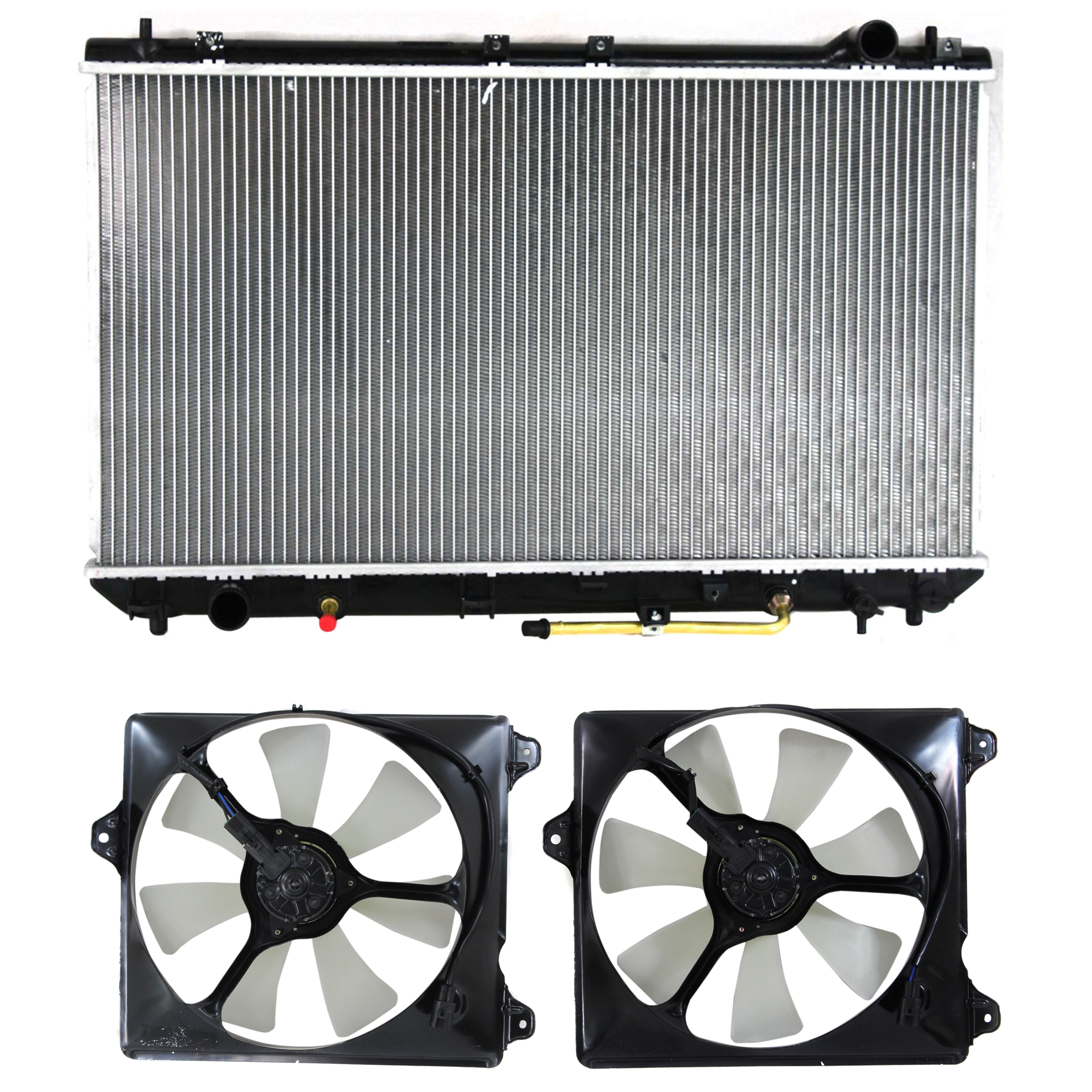 AM CAMRY 97-99 ES300-97-98 RADIATOR AND FAN KIT 3 pc kit 6 Cyl 3.0L with Right and Left side fans SKU KIT 120622-54 Partslink TO3010109 TO3113111 TO3115112 OEM 164000A052-1671120060 PFM 1636