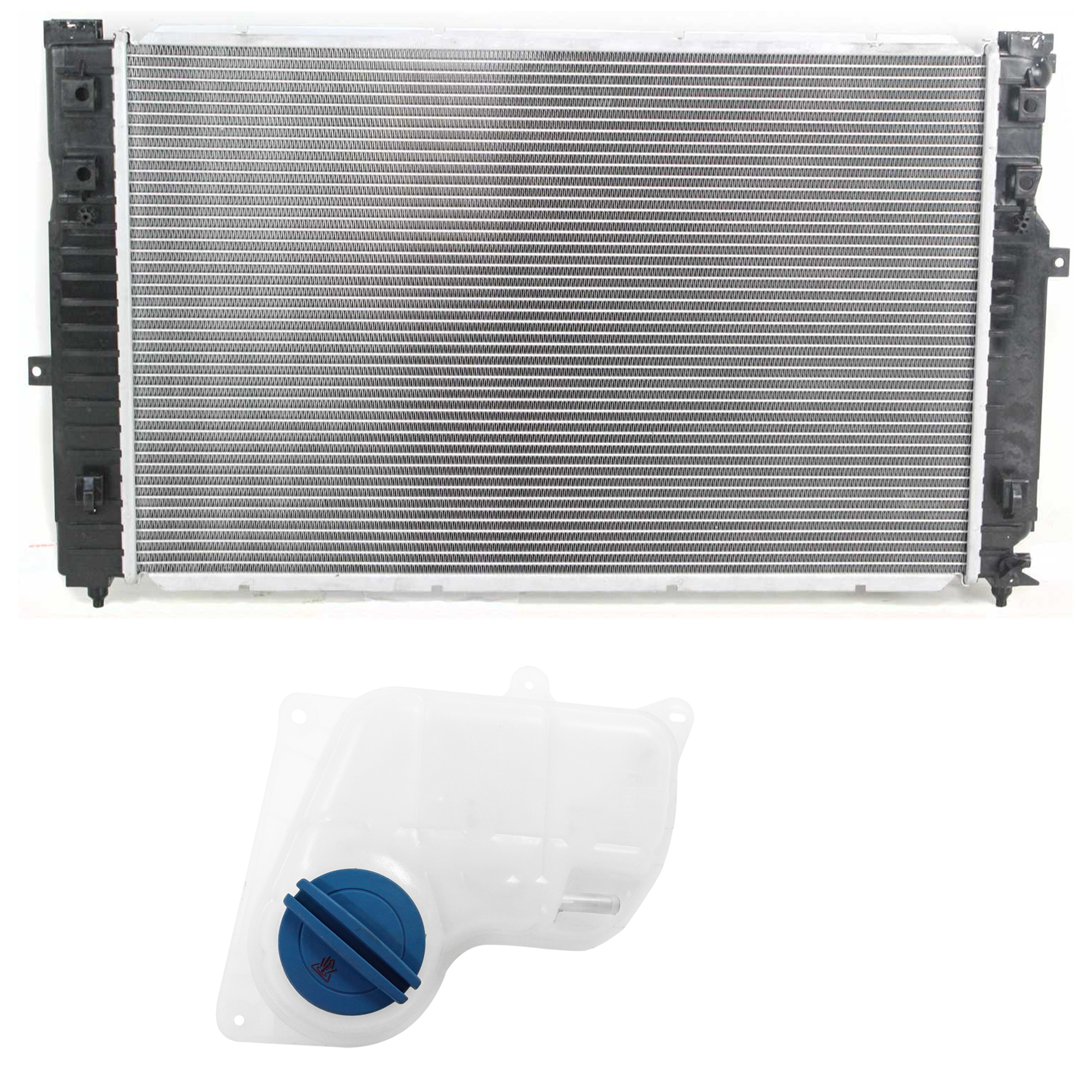 AM A4-97-98 A4 QUATTRO 97-98 RADIATOR 2 pc kit 4 Cyl 1.8L 6 Cyl 2.8L with Coolant Tank SKU KIT 120622-57 Partslink VW3010115 OEM 8D0121403D 8D0121251BC