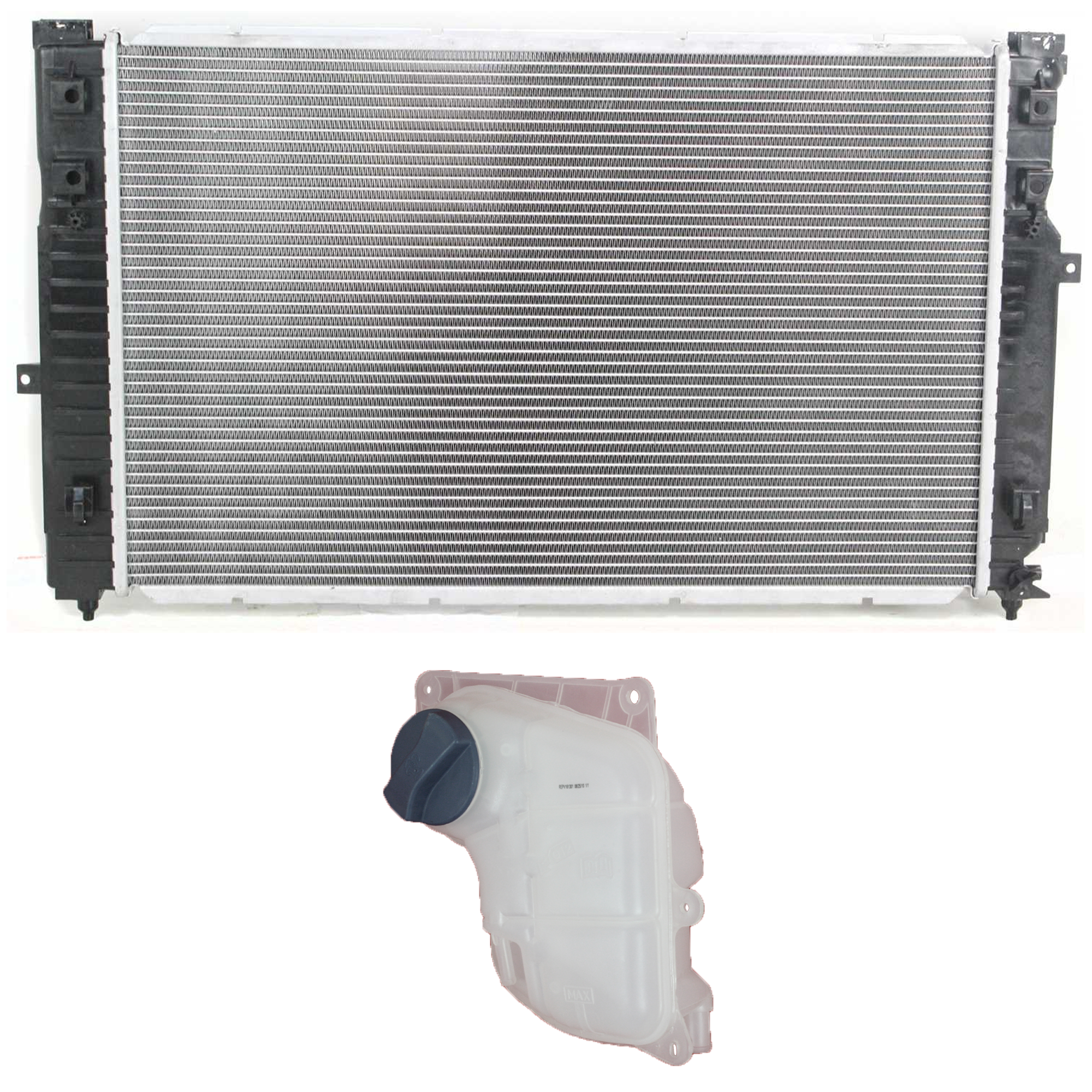AM A4-98-01 PASSAT 98-05 RADIATOR 2 pc kit 4 Cyl 1.8L 2.0L 6 Cyl 2.7L with Coolant Tank SKU KIT 120622-58 Partslink VW3010115 OEM 8D0121403L PFM 8D0121251BC