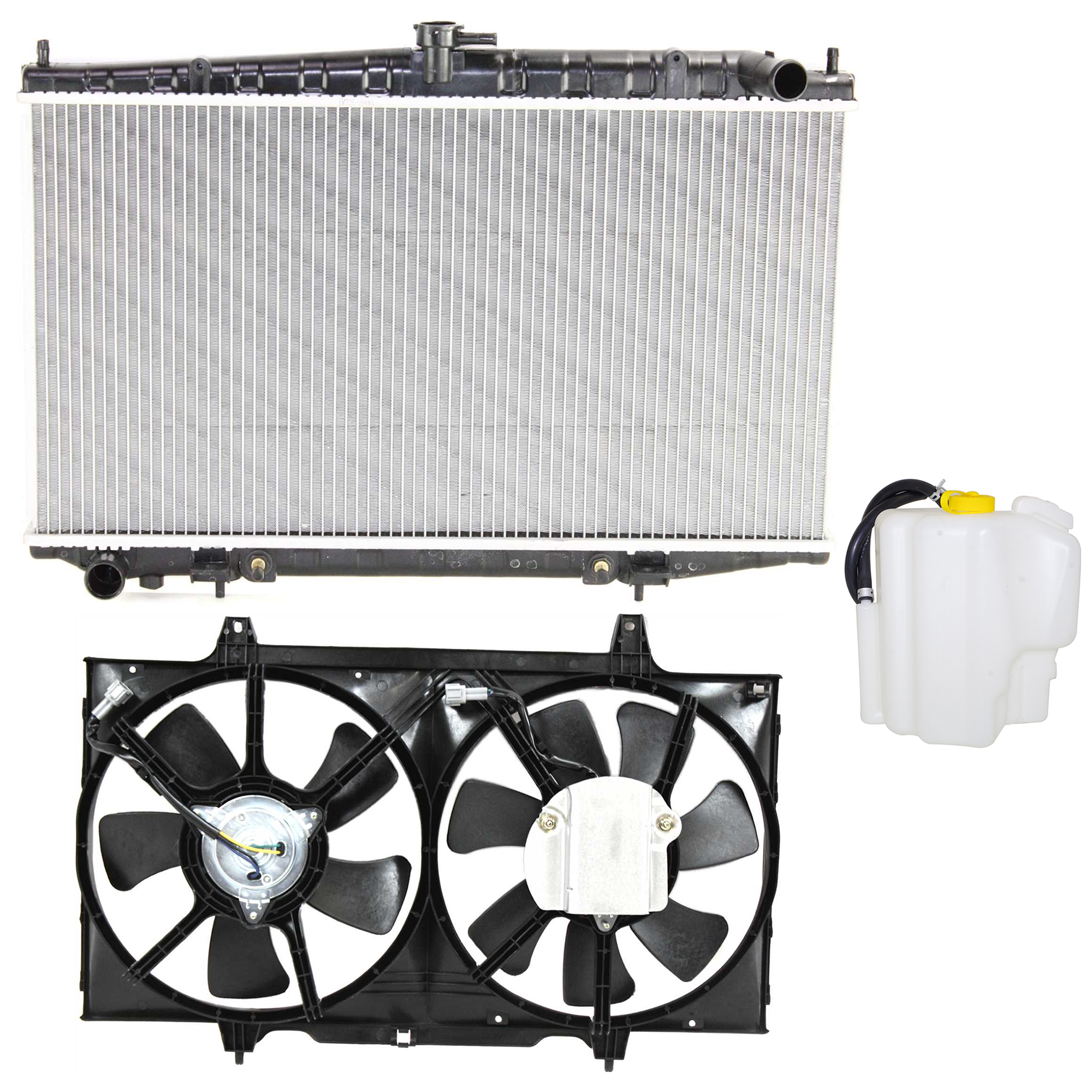AM ALTIMA 98-99 RADIATOR AND FAN KIT 3 pc kit 4 Cyl 2.4L with Coolant Tank SKU KIT 120622-61 Partslink NI3115105 NI3014108 NI3010102 OEM 214810Z001-217102B000-214609E0