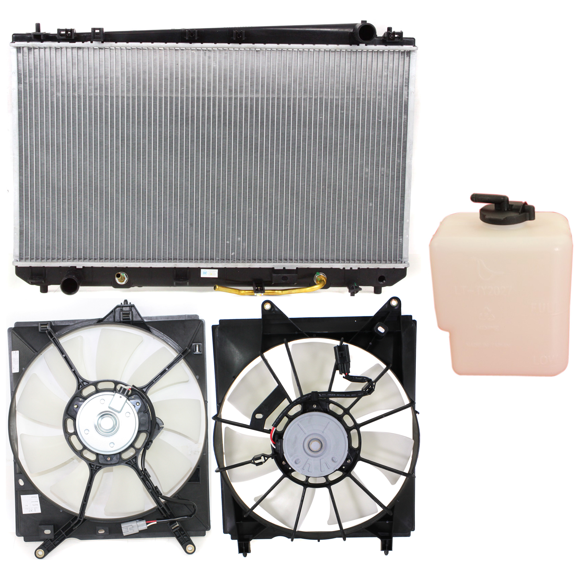 AM AVALON 00-04 COOLING FAN ASSEMBLY 4 pc kit 6 Cyl 3.0L with Right and Left side fans and Coolant Tank SKU KIT 120622-65 Partslink TO3115118 TO3113110 TO3014117 TO3010101 OEM 167110A080-167110A120 PFM 1647