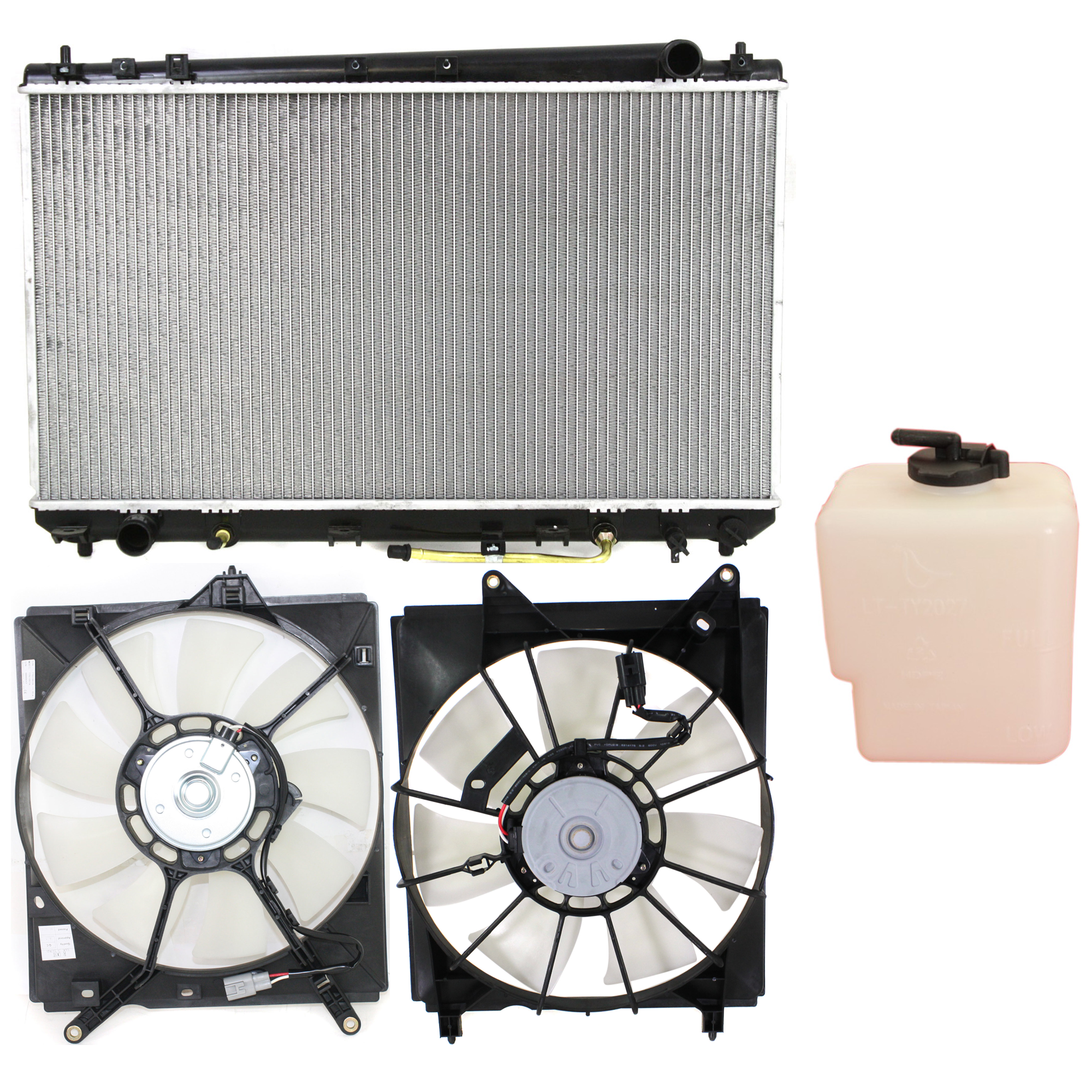 AM AVALON 00-04 COOLING FAN ASSEMBLY 4 pc kit 6 Cyl 3.0L with Right and Left side fans and Coolant Tank SKU KIT 120622-66 Partslink TO3010102 TO3014117 TO3113110 TO3115118 OEM 16410AZ040-164700A060-167110A1