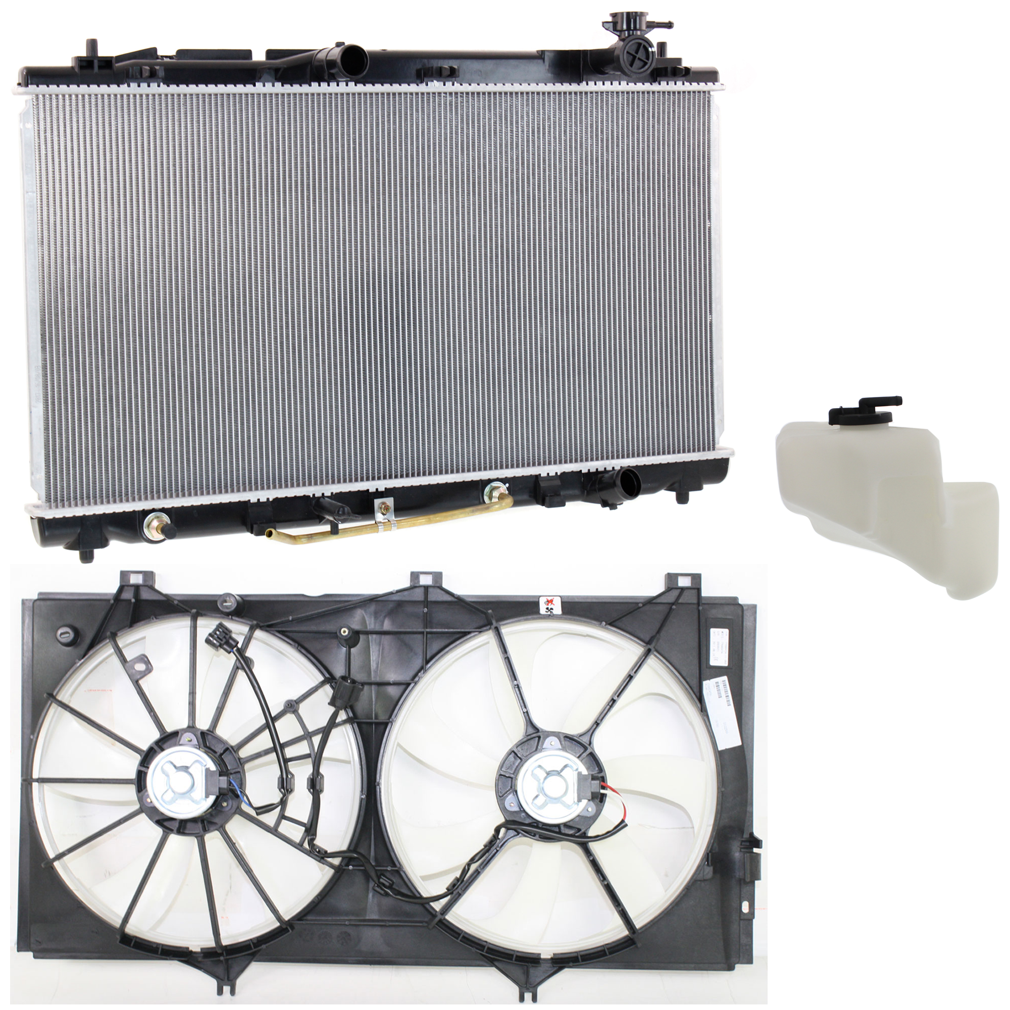 AM VENZA 09-15 RADIATOR AND FAN KIT 3 pc kit 6 Cyl 3.5L with Coolant Tank SKU KIT 120622-94 Partslink TO3117101 TO3014130 TO3010300 OEM 16711AD010 PFM 164700P030-1640