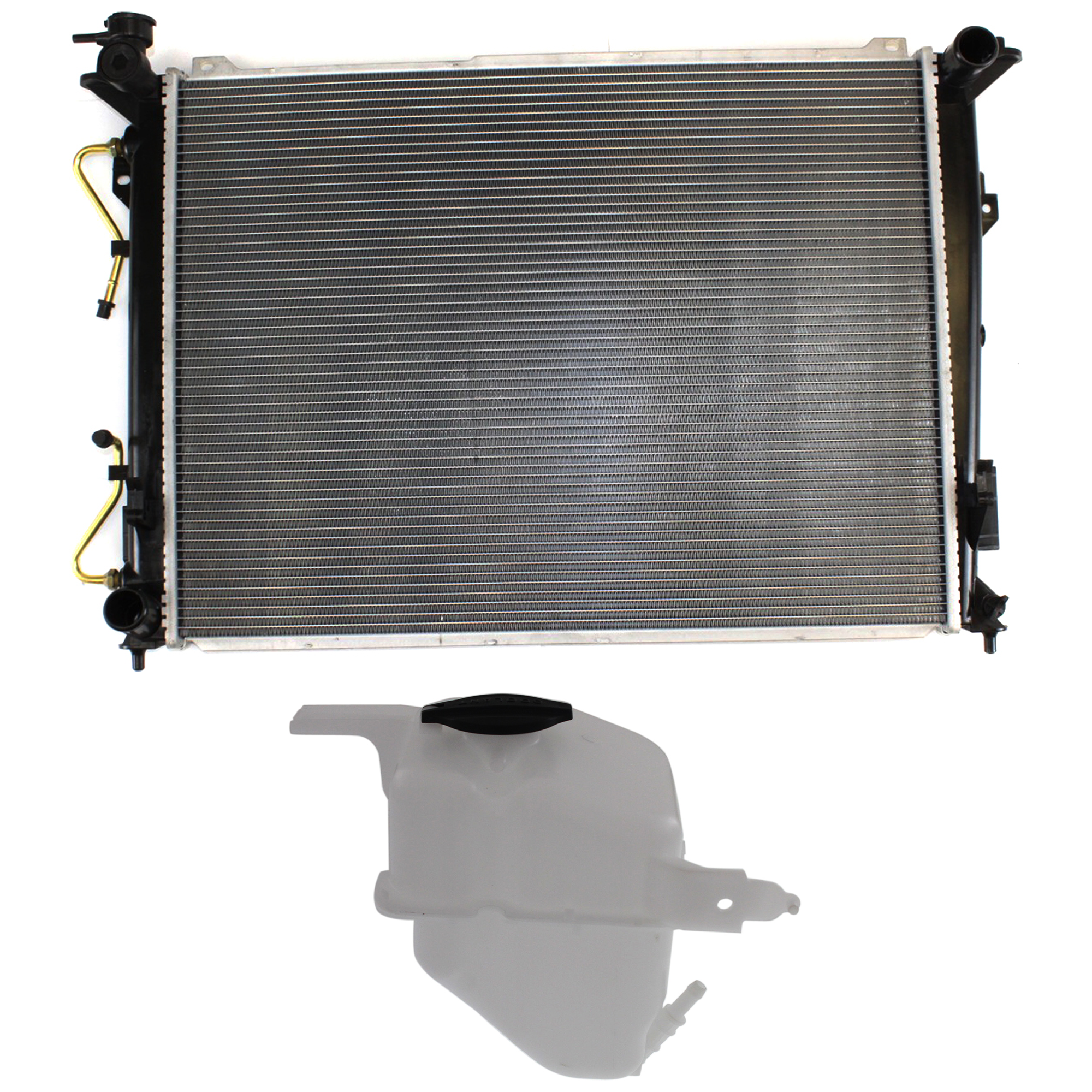 AM AZERA 06-11 SONATA 06-10 RADIATOR 2 pc kit Azera 6 Cyl 3.8L Sonata 4 Cyl 2.4-6 Cyl 3.3L with Coolant Tank SKU KIT 120622-95 Partslink HY3010155 HY3010156 HY3014102 OEM 253103K190-253103L290-254313K0