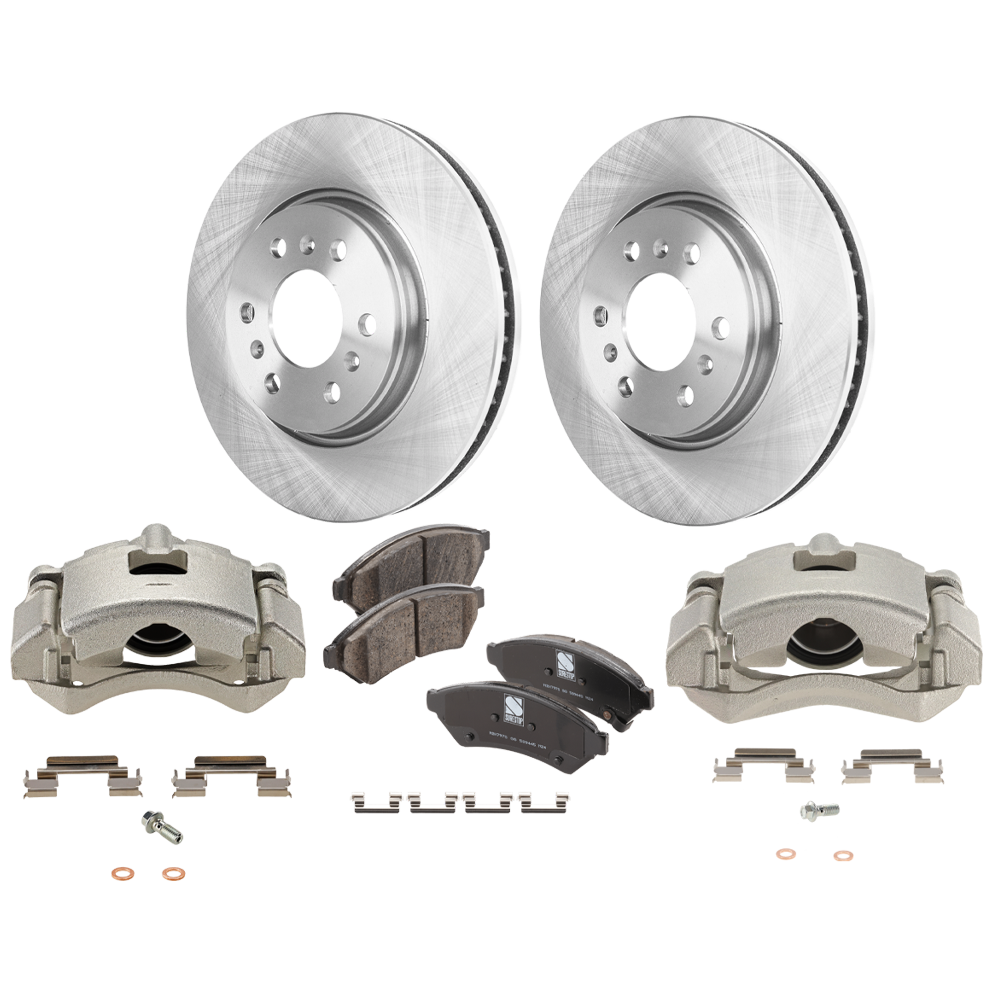 AM MONTANA 06-06 UPLANDER 06-08 FRONT BRAKE KIT WITH CALIPERS 2 Wheel Set Includes 2 Brake Caliper 2 Brake Disc and 1 Brake Pad Set Plain Surface 6 Lugs Cast Iron Ceramic SKU KIT 120624-12 OEM 88967259-19303815-19121389-191