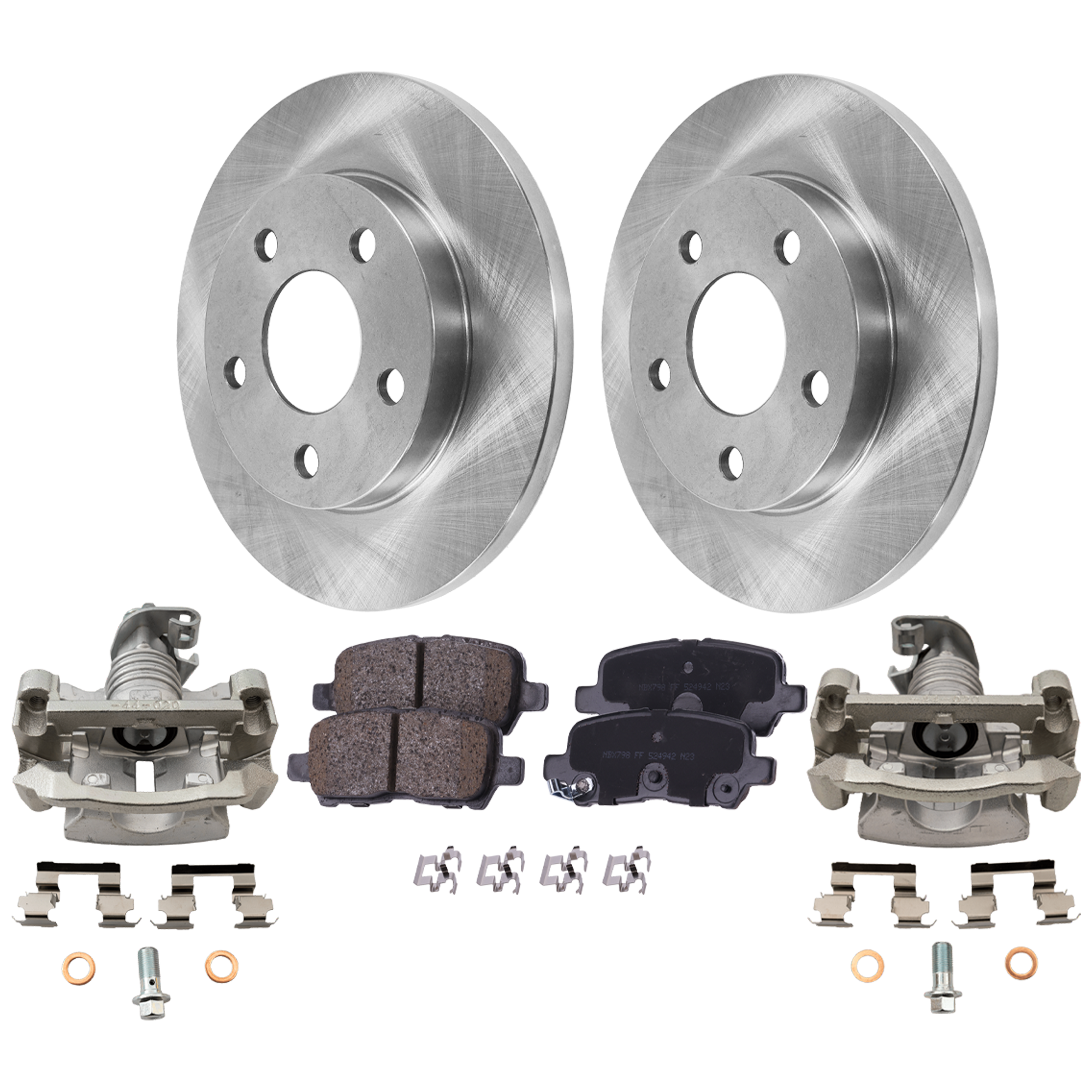 AM IMPALA 11-13 IMPALA LIMITED 14-16 REAR BRAKE KIT WITH CALIPERS 2 Wheel Set Includes 2 Brake Caliper 2 Brake Disc and 1 Brake Pad Set Plain Surface 5 Lugs Cast Iron Ceramic SKU KIT 120624-22 OEM 18048699-18048690-19209499