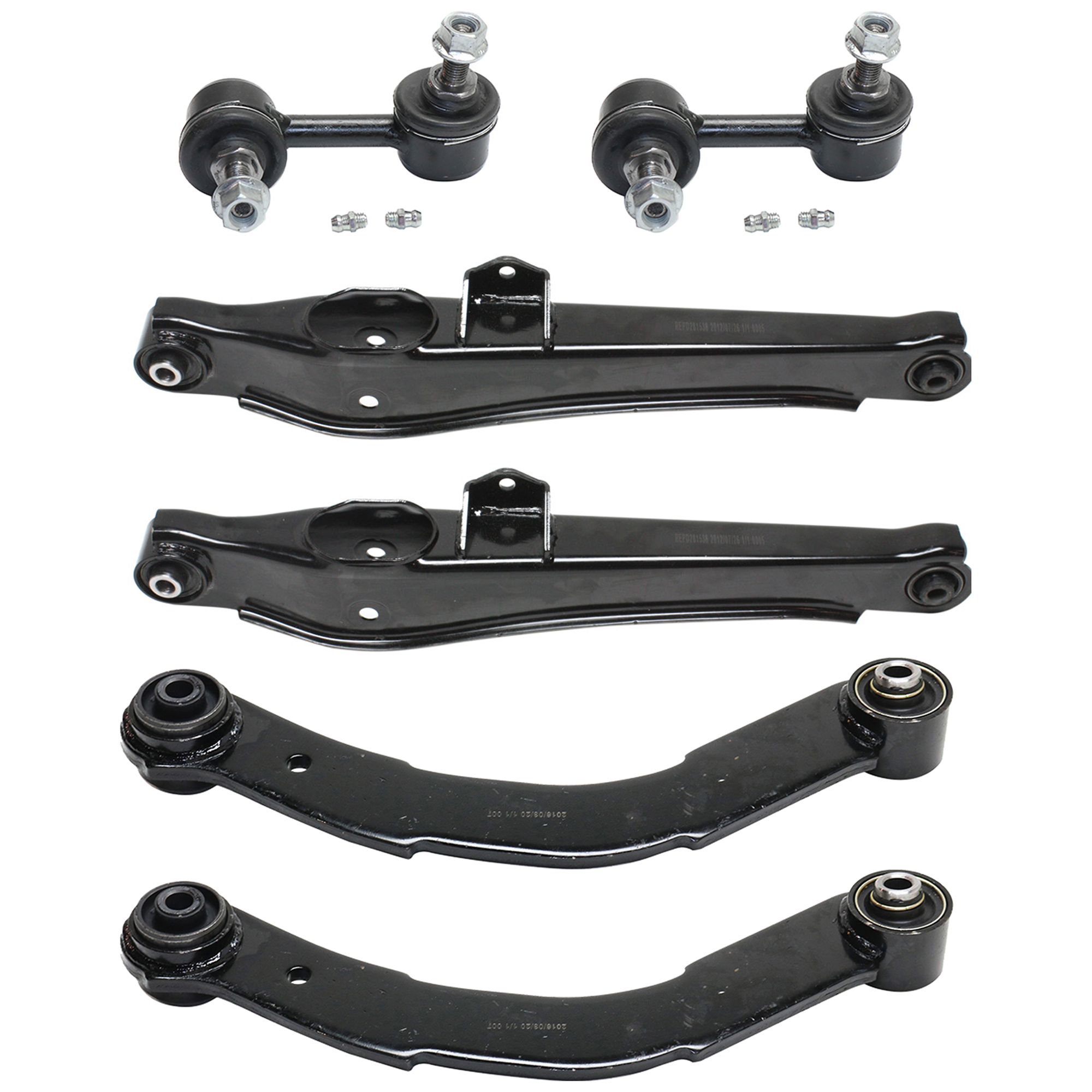 AM CALIBER PATRIOT 07-09 REAR SUSPENSION KIT RH AND LH 6 pc kit w Control Arms and Sway Bar Links SKU KIT 120822-03 OEM 5105272AE K641868-5105271AC 51