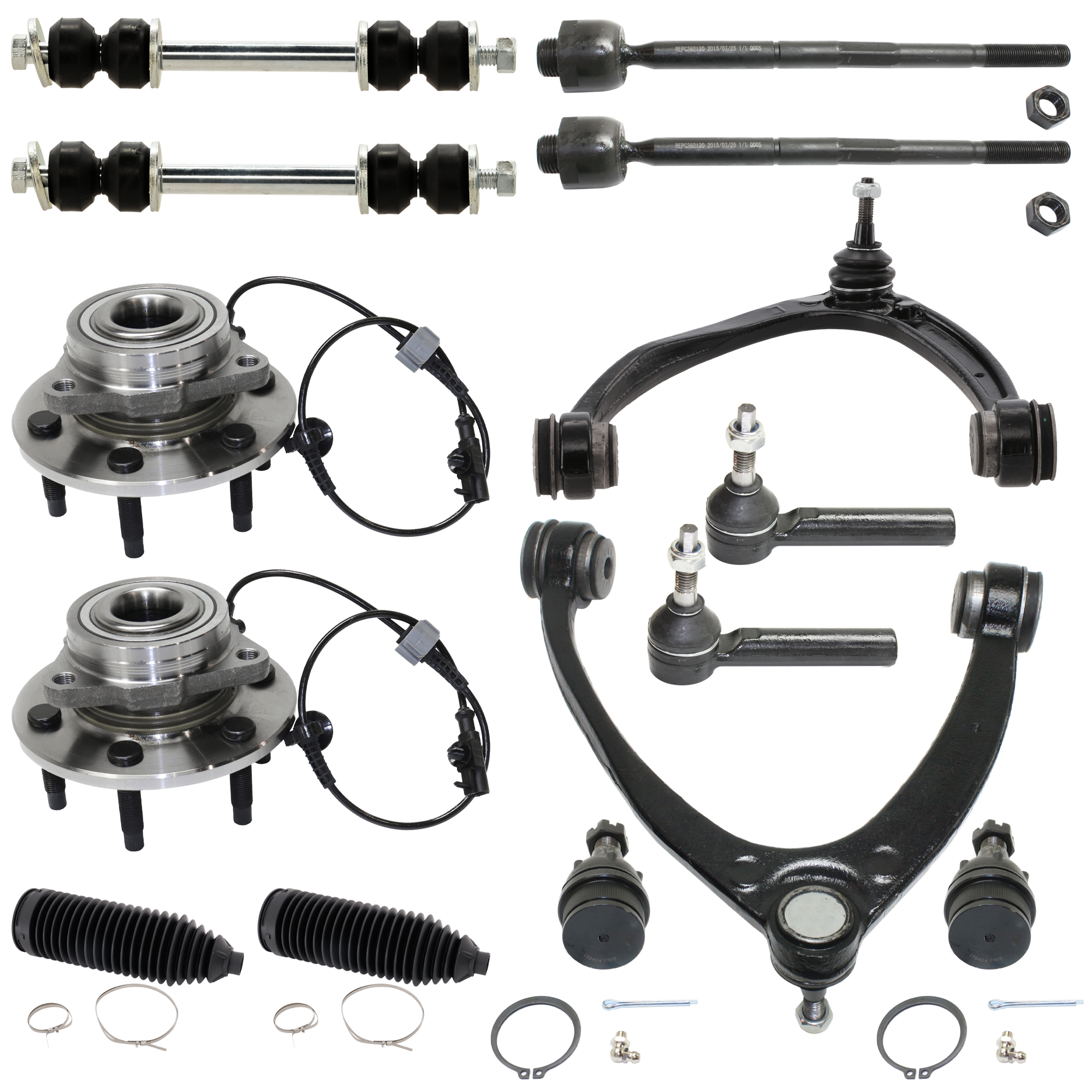 AM AVALANCHE 07-13 ESCALADE 07-14 SUSPENSION KIT RH AND LH 14 pc kit with Ball Joints Control Arms Steering Rack Boots Sway Bar Links Tie Rod Ends and Wheel Hubs SKU KIT 120822-04 OEM 104327-2601528-5051272-1247281