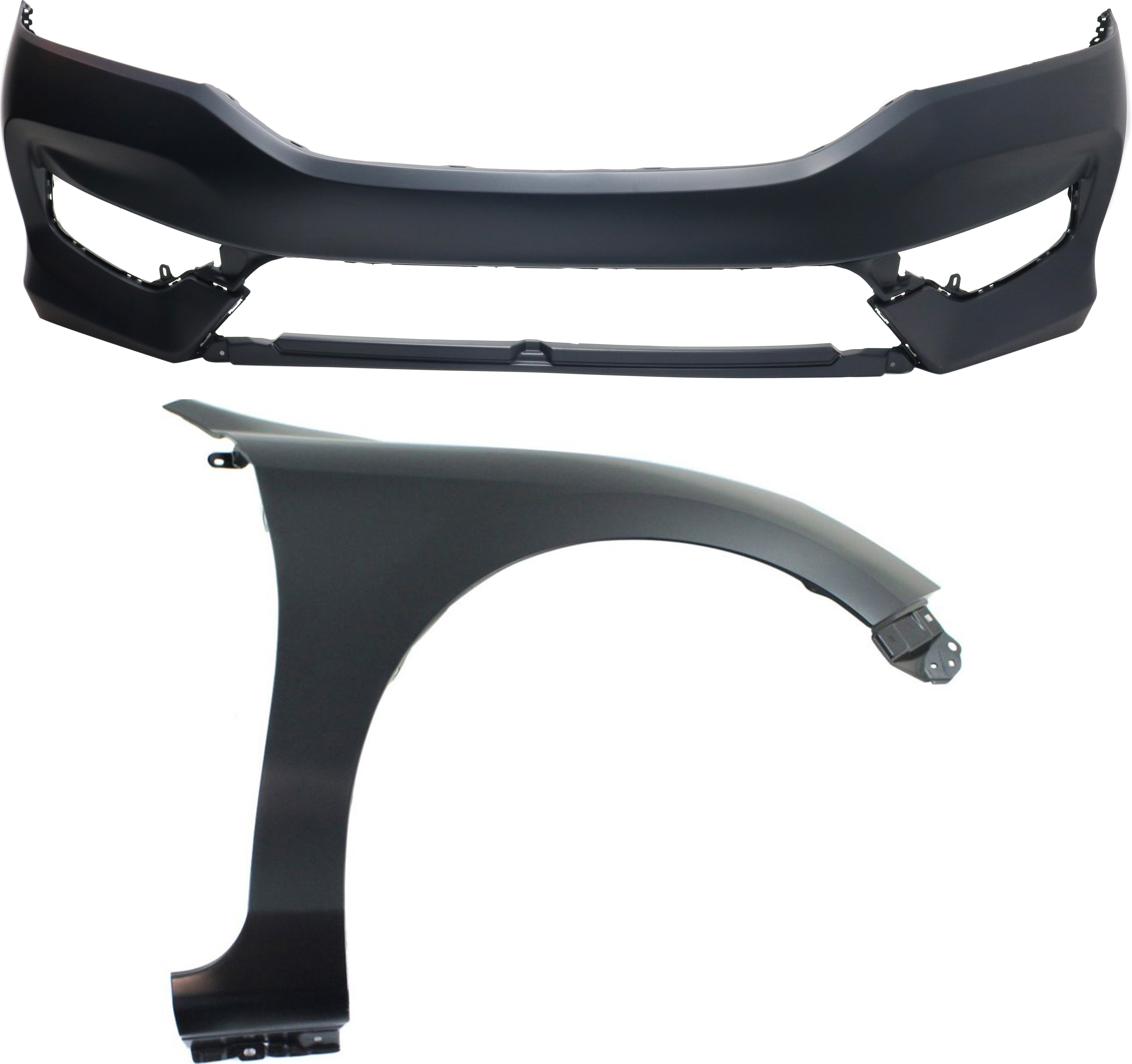 AM ACCORD 16-17 FRONT BUMPER COVER 2 pc Kit with Fender RH SKU KIT 121017-111 Partslink HO1000302 HO1241185 OEM 71101T2FA50ZZ 60211T2FA90ZZ