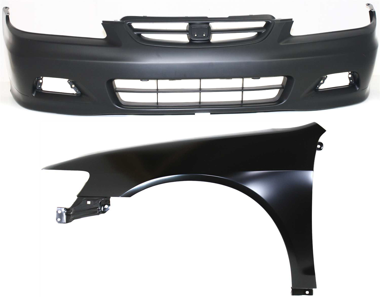 AM ACCORD 01-02 FRONT BUMPER COVER 2 pc Kit with Fender LH SKU KIT 121017-117 Partslink HO1000195 HO1240152 OEM 04711S82A91ZZ 60261S82A90ZZ
