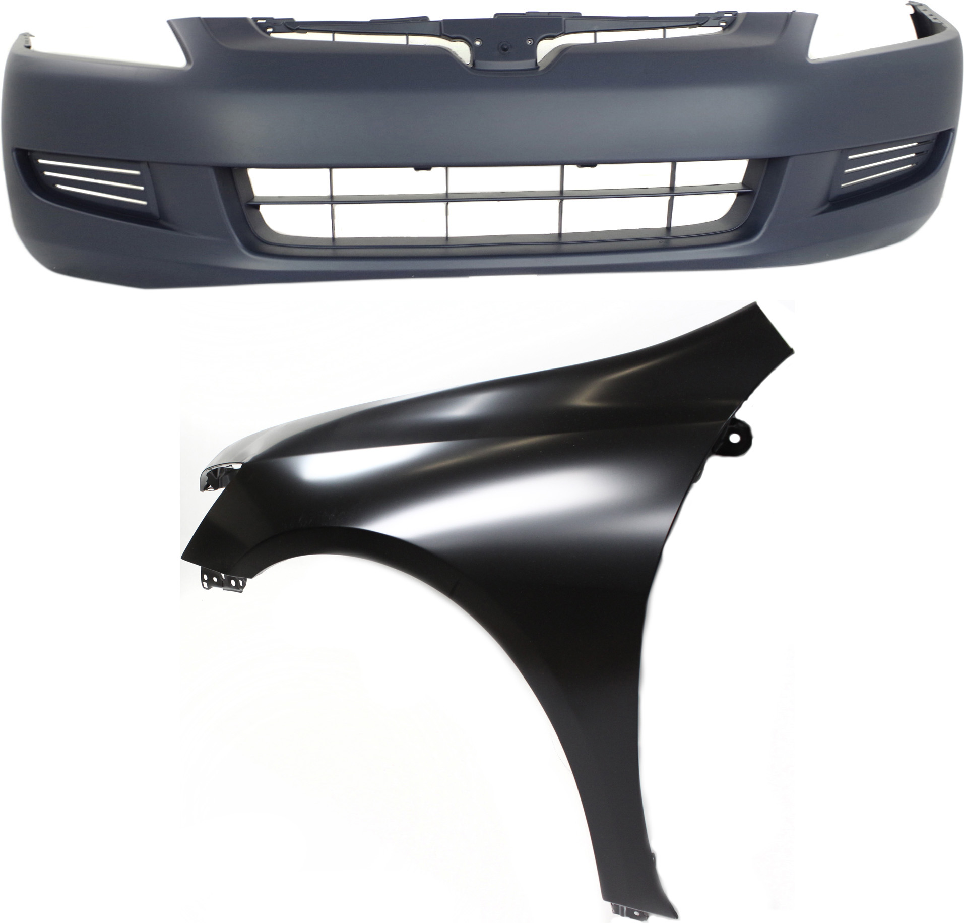 AM ACCORD 03-05 FRONT FENDER LH Primed 2 pc kit with Bumper Cover SKU KIT 121017-121 Partslink HO1240160 HO1000211 OEM 04630SDNA90ZZ 04711SDNA90ZZ