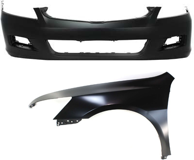 AM ACCORD 06-07 FRONT BUMPER COVER 2 pc Kit with Front Fender LH SKU KIT 121017-126 Partslink HO1000235 HO1240157 OEM 04711SDLA90ZZ 04630SDAA90ZZ
