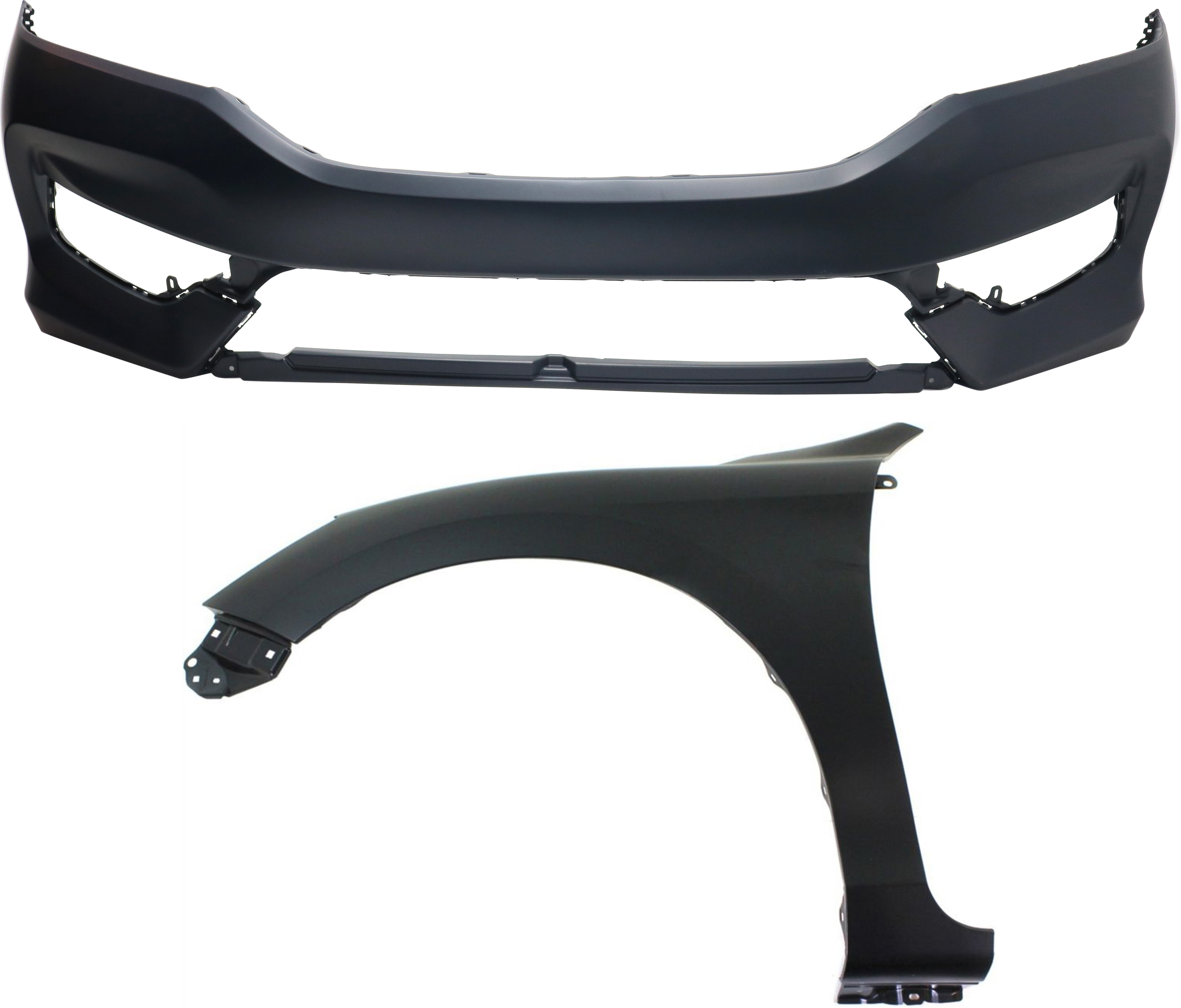 AM ACCORD 16-17 FRONT BUMPER COVER 2 pc Kit with Fender LH SKU KIT 121017-133 Partslink HO1000302 HO1240185 OEM 71101T2FA50ZZ 60261T2FA90ZZ