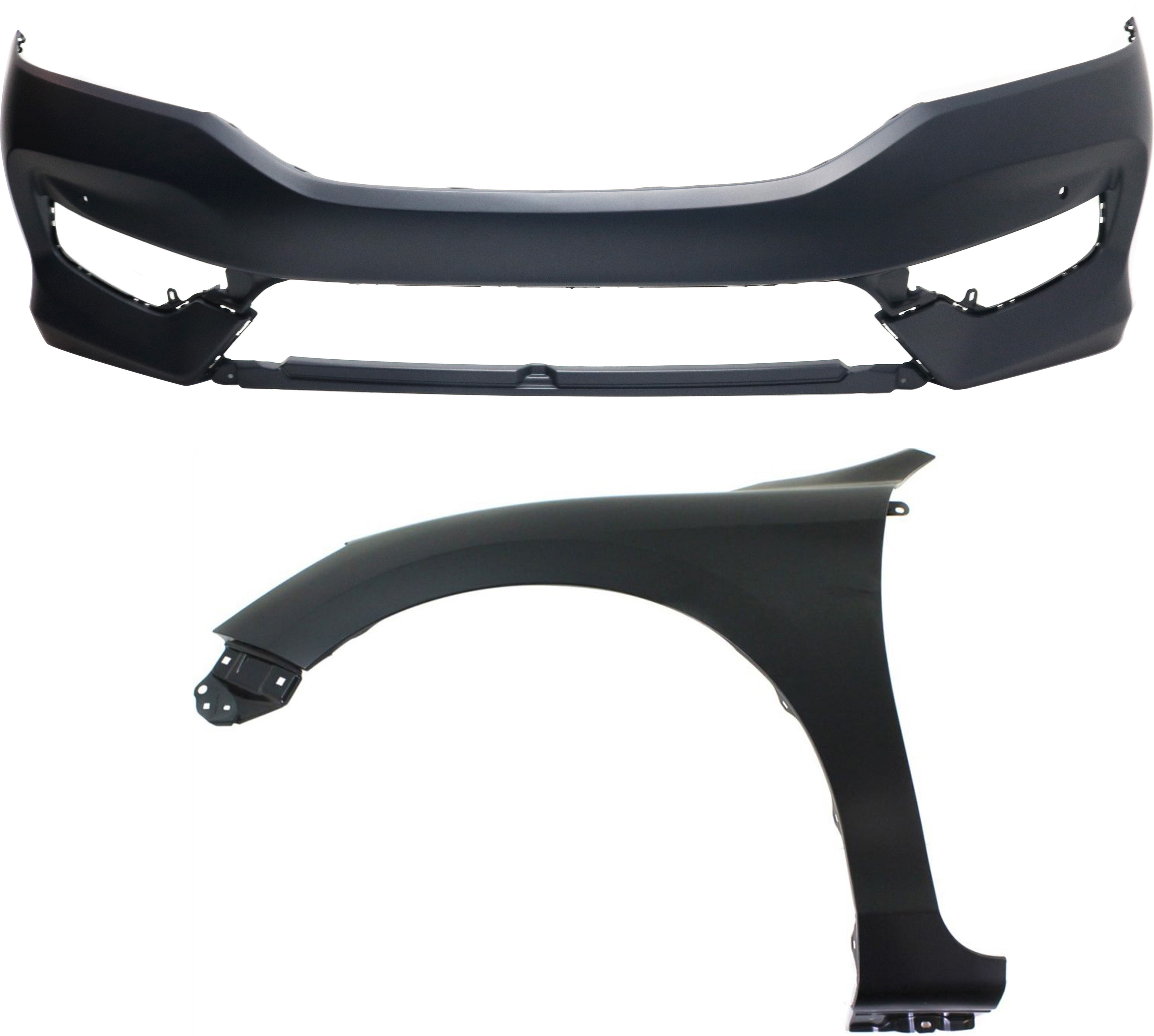AM ACCORD 16-17 FRONT BUMPER COVER 2 pc Kit with Fender LH SKU KIT 121017-134 Partslink HO1000303 HO1240185 OEM 71100T2FA70ZZ 60261T2FA90ZZ