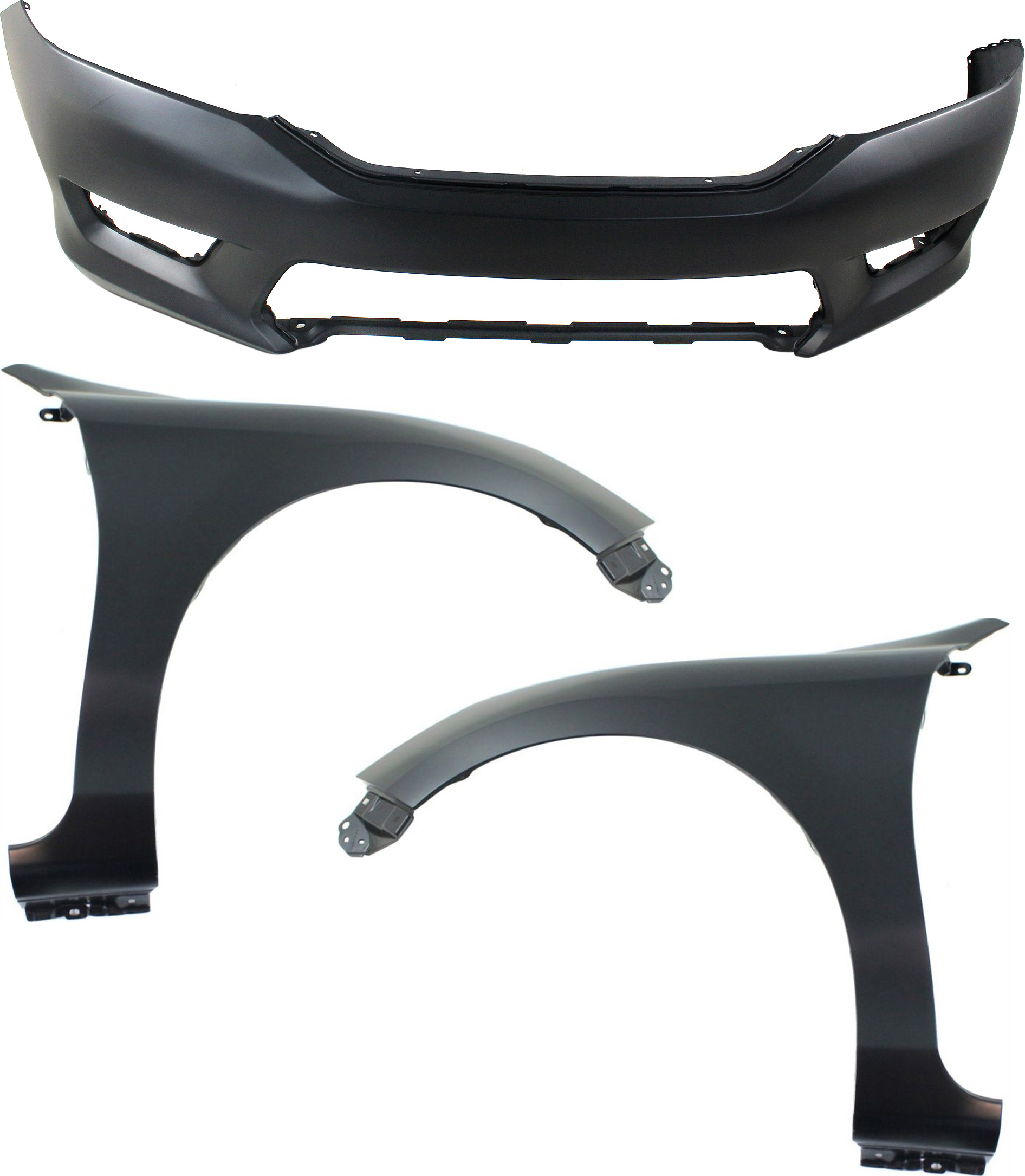 AM ACCORD 13-15 FRONT BUMPER COVER 3 pc Kit Sedan with Fenders CAPA SKU KIT 121017-140 Partslink HO1000288C HO1240185C HO1241185C OEM 04711T2AA90ZZ 60211T2FA90ZZ 60
