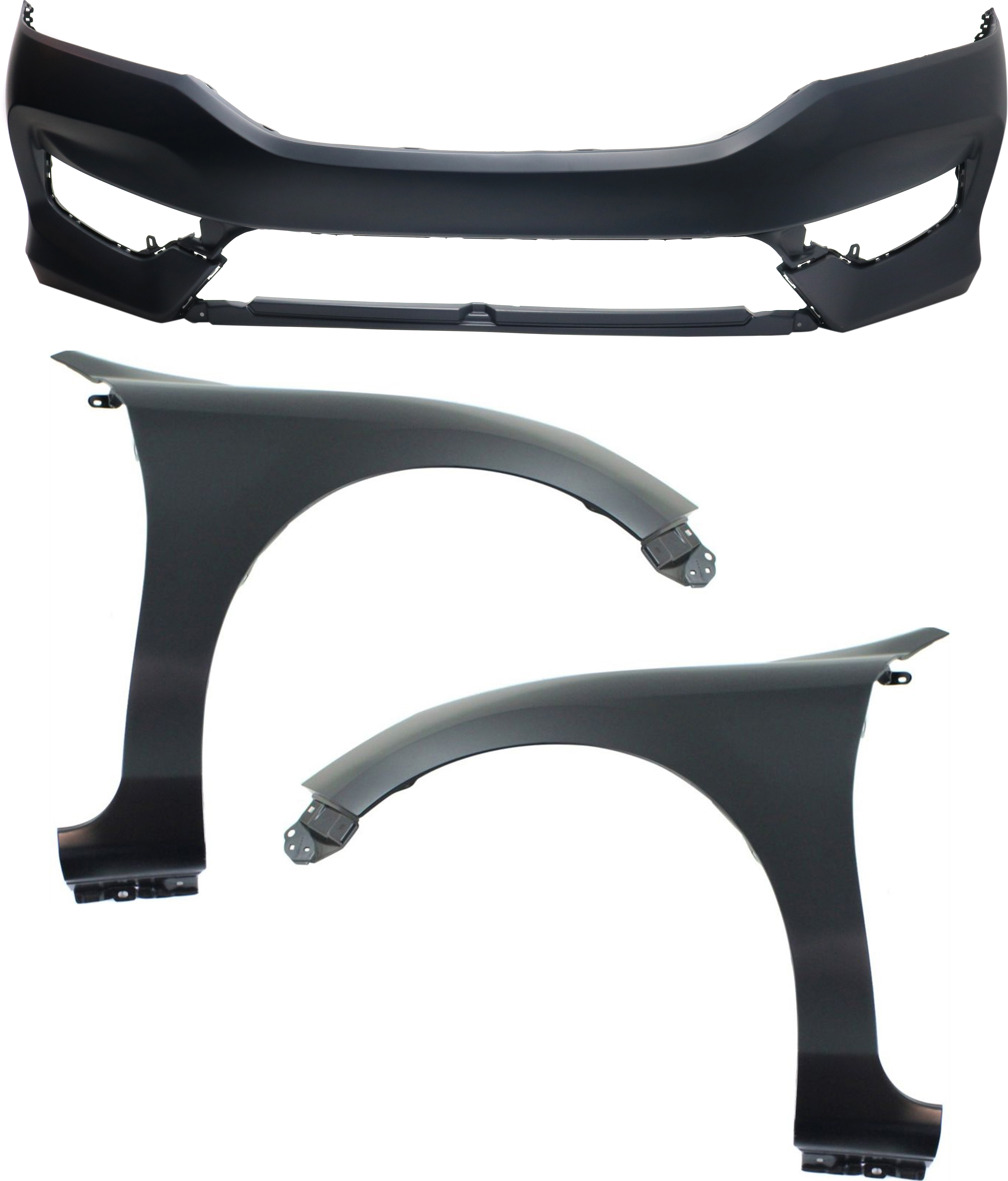 AM ACCORD 16-17 FRONT BUMPER COVER 3 pc Kit with Fenders CAPA SKU KIT 121017-141 Partslink HO1000302C HO1240185C HO1241185C OEM 60211T2FA90ZZ 60261T2FA90ZZ 71