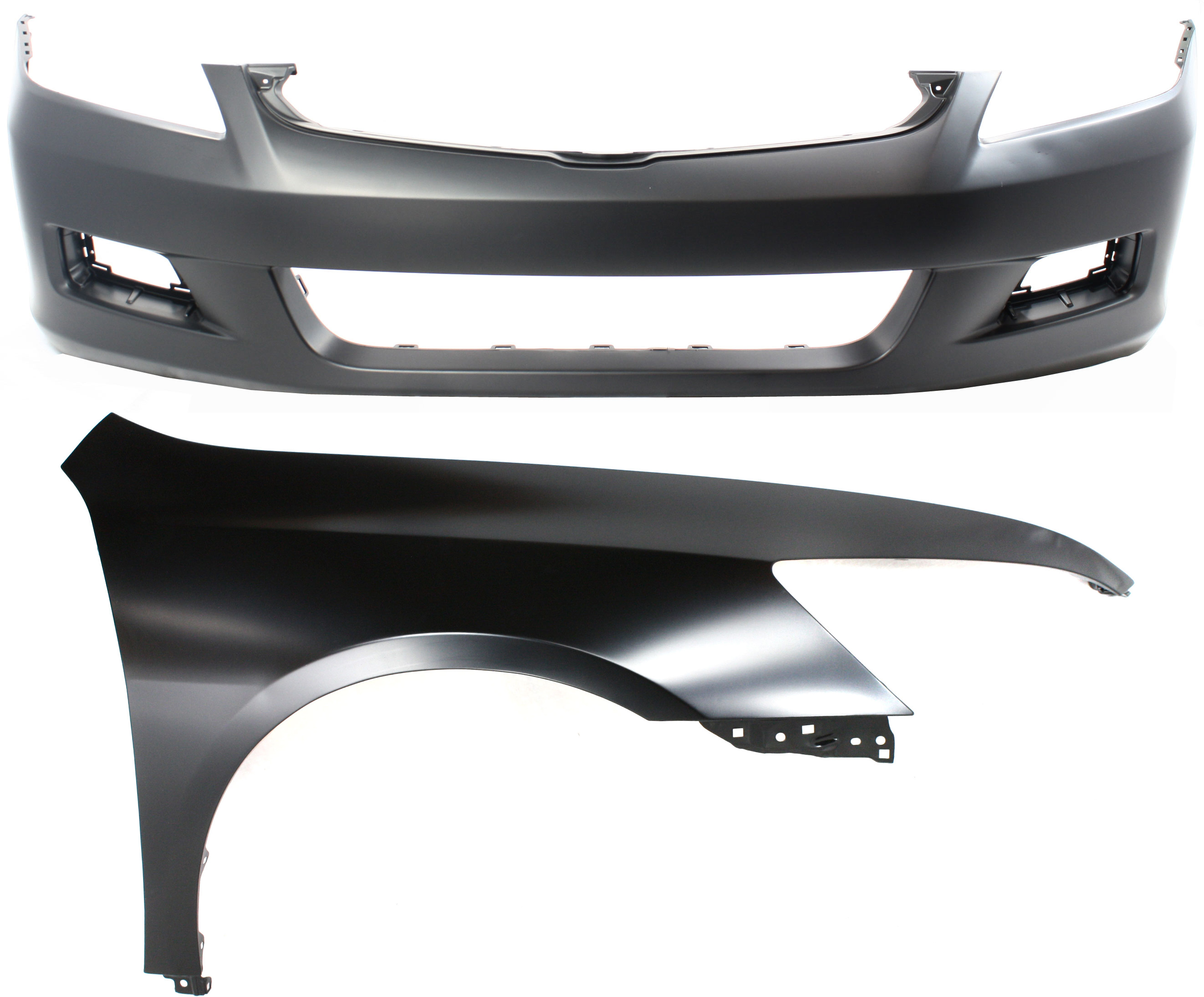 AM ACCORD 06-07 FRONT BUMPER COVER 2 pc Kit Sedan with Fender CAPA SKU KIT 121017-149 Partslink HO1000235C HO1241157C OEM 04620SDAA90ZZ 04711SDLA90ZZ