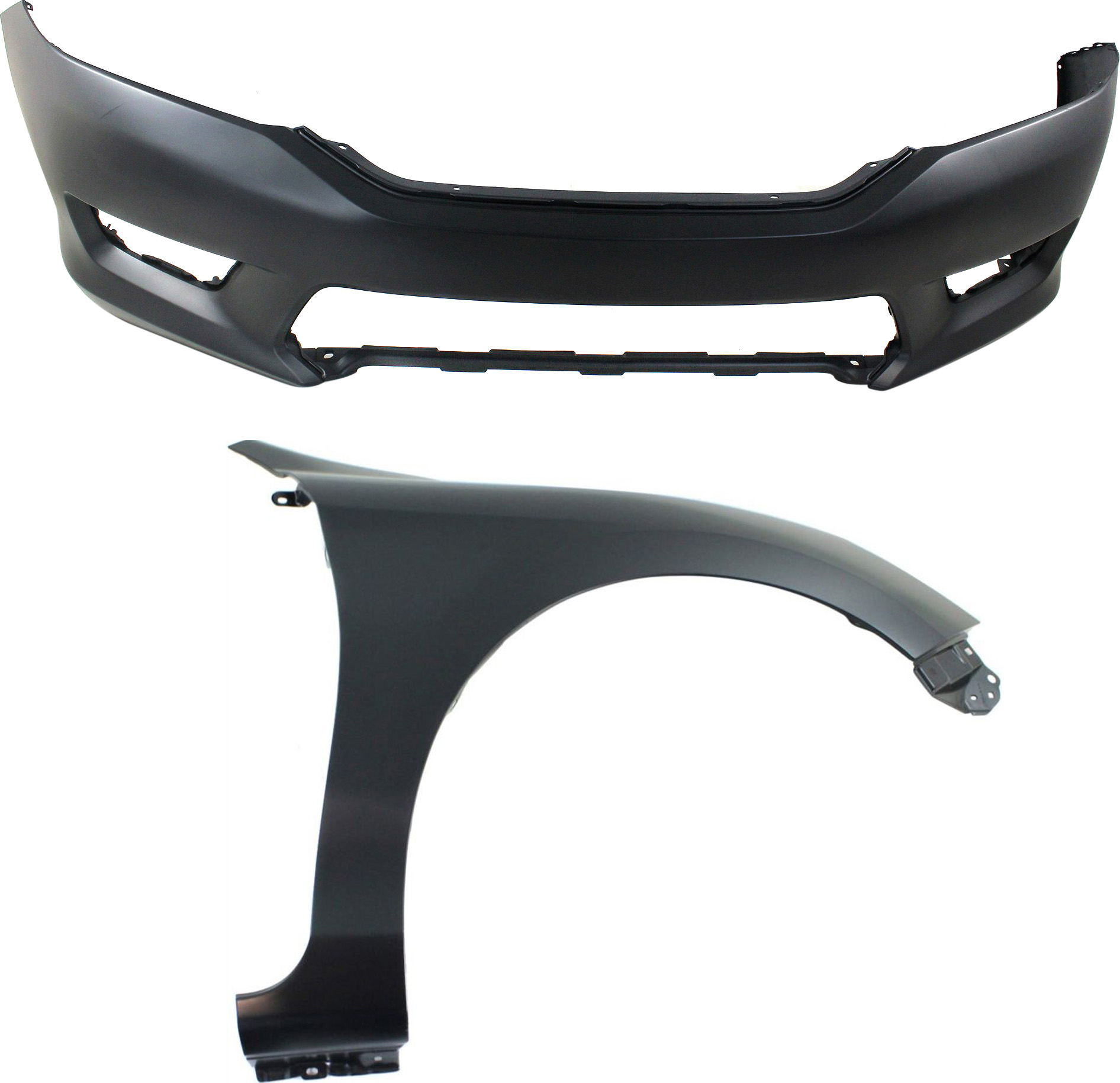 AM ACCORD 13-15 FRONT BUMPER COVER 2 pc Kit Sedan with Fender CAPA SKU KIT 121017-153 Partslink HO1000288C HO1241185C OEM 04711T2AA90ZZ 60211T2FA90ZZ
