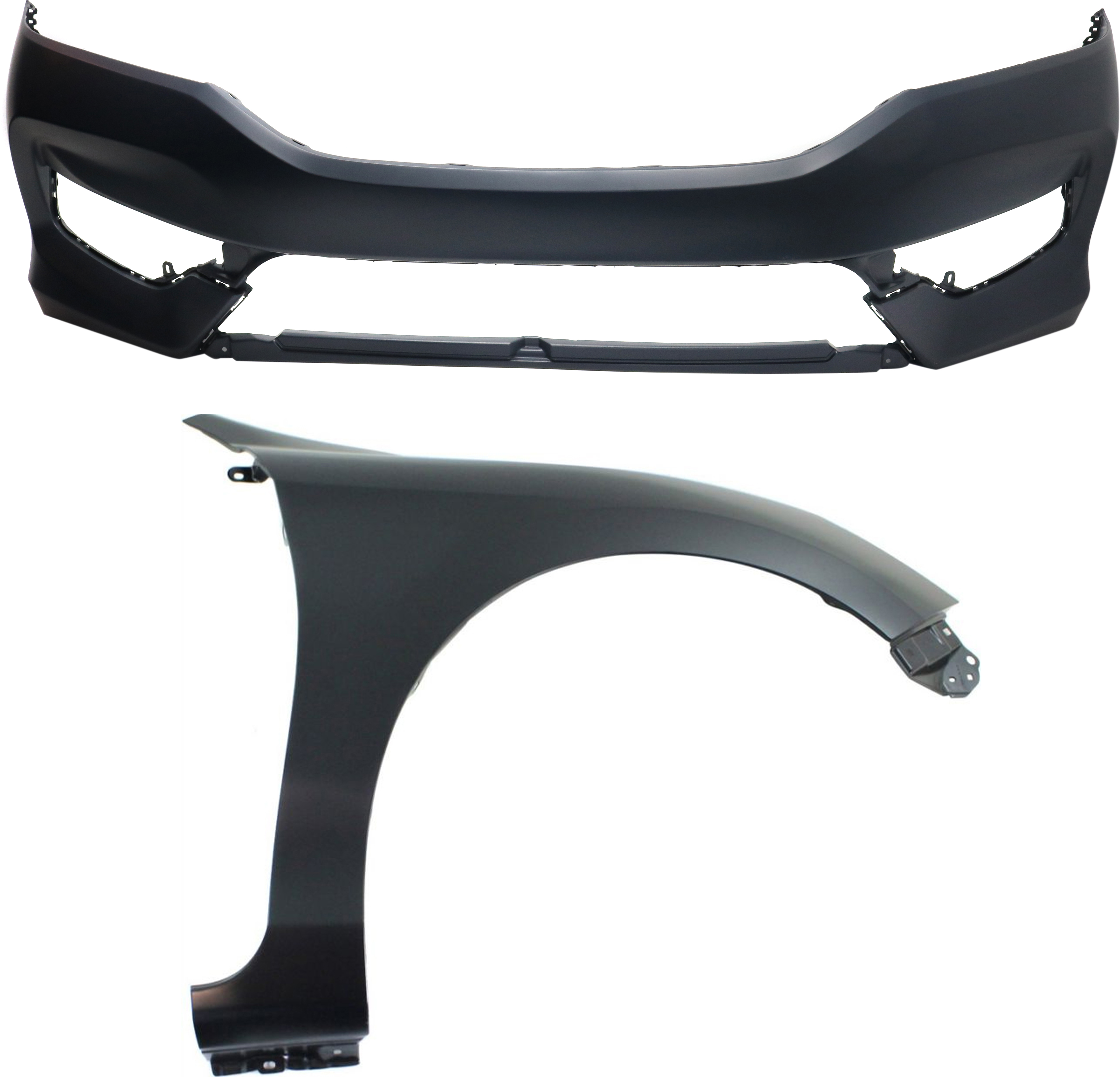 AM ACCORD 16-17 FRONT BUMPER COVER 2 pc Kit with Fender CAPA SKU KIT 121017-154 Partslink HO1000302C HO1241185C OEM 60211T2FA90ZZ 71101T2FA50ZZ