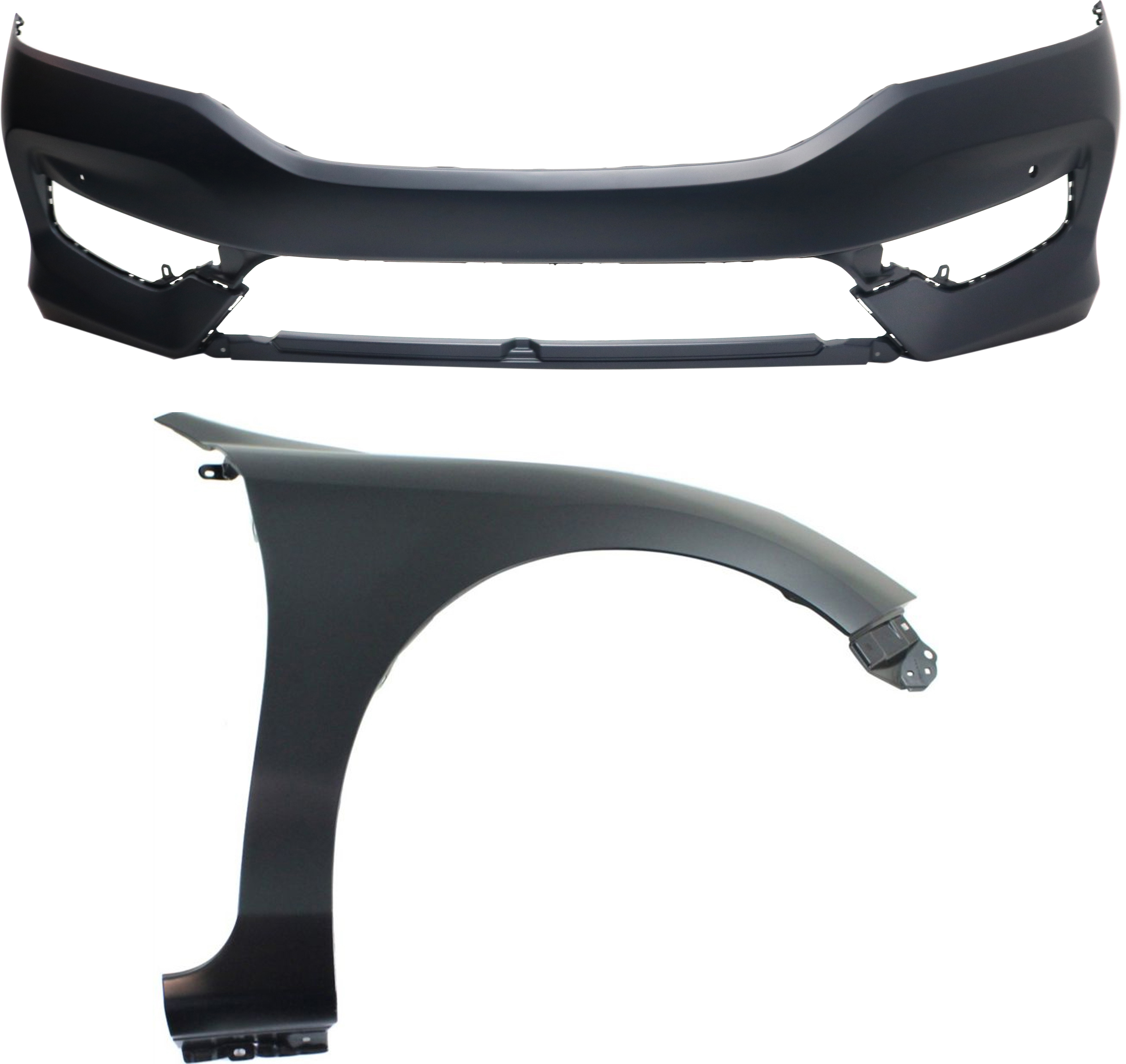 AM ACCORD 16-17 FRONT BUMPER COVER 2 pc Kit with Fender CAPA SKU KIT 121017-155 Partslink HO1000303C HO1241185C OEM 60211T2FA90ZZ 71100T2FA70ZZ