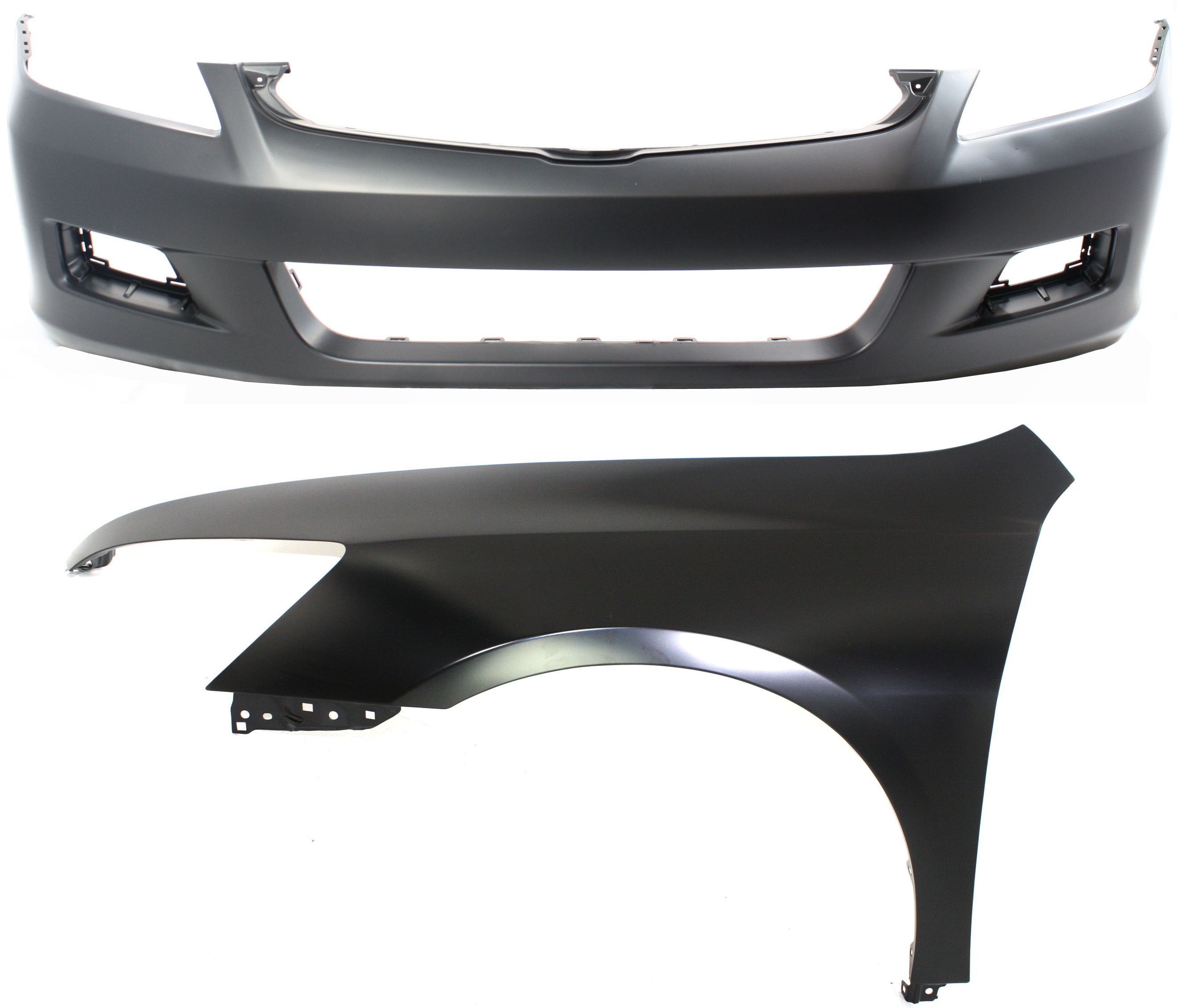 AM ACCORD 06-07 FRONT BUMPER COVER 2 pc Kit Sedan with Fender CAPA SKU KIT 121017-162 Partslink HO1000235C HO1240157C OEM 04630SDAA90ZZ 04711SDLA90ZZ