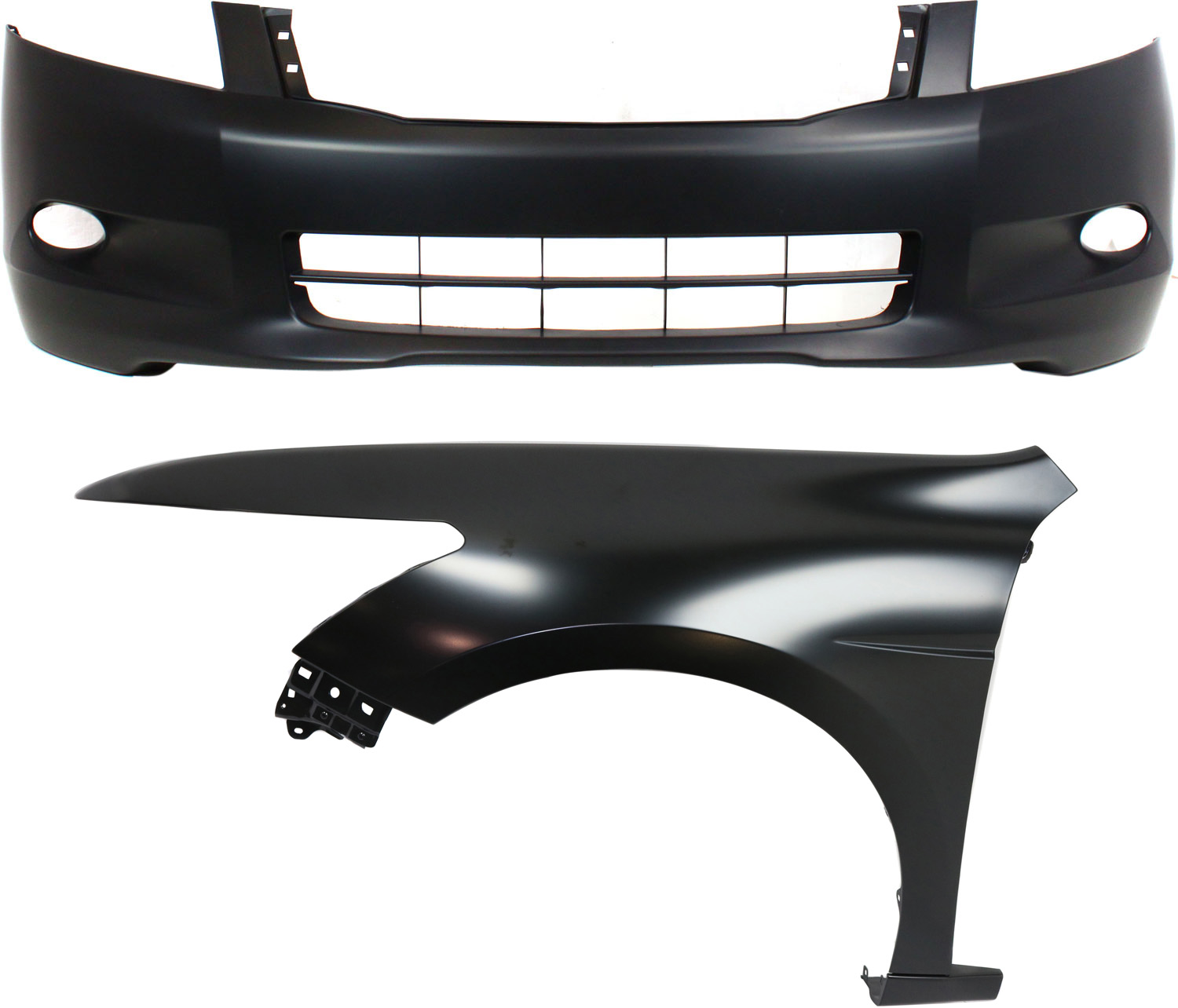 AM ACCORD 08-10 FRONT BUMPER COVER 2 pc Kit Sedan with Fender CAPA SKU KIT 121017-164 Partslink HO1000255C HO1240173C OEM 04711TA6A90ZZ 60260TA0A91ZZ