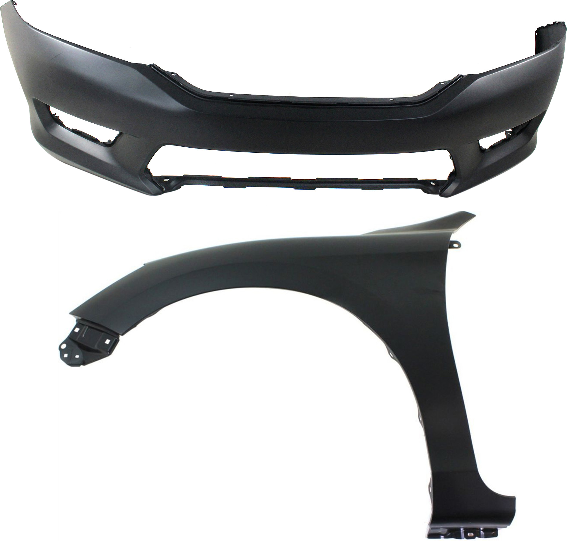 AM ACCORD 13-15 FRONT BUMPER COVER 2 pc Kit Sedan with Fender CAPA SKU KIT 121017-166 Partslink HO1000288C HO1240185C OEM 04711T2AA90ZZ 60261T2FA90ZZ
