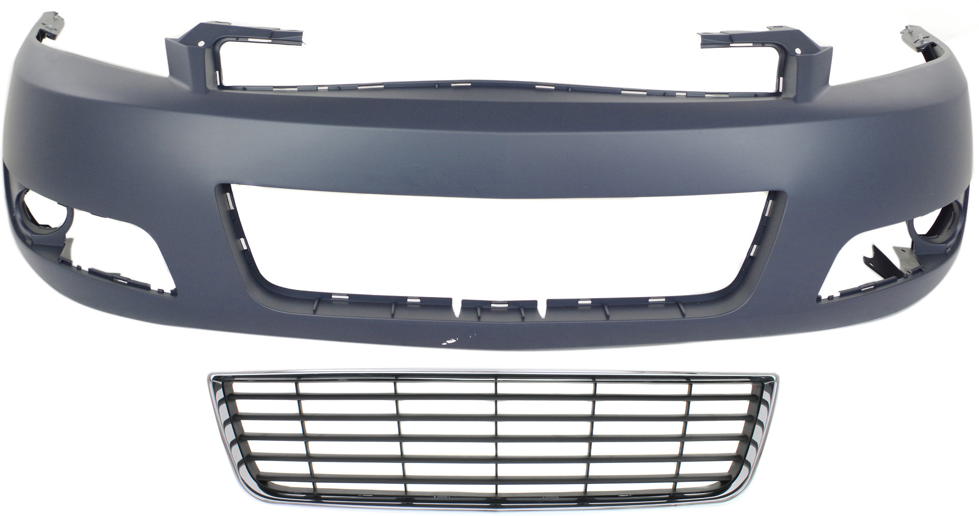 AM IMPALA 06-11 FRONT BUMPER COVER 2 pc Kit with Bumper Grille CAPA SKU KIT 121017-177 Partslink GM1000764C GM1036106C OEM 10333711-89025048