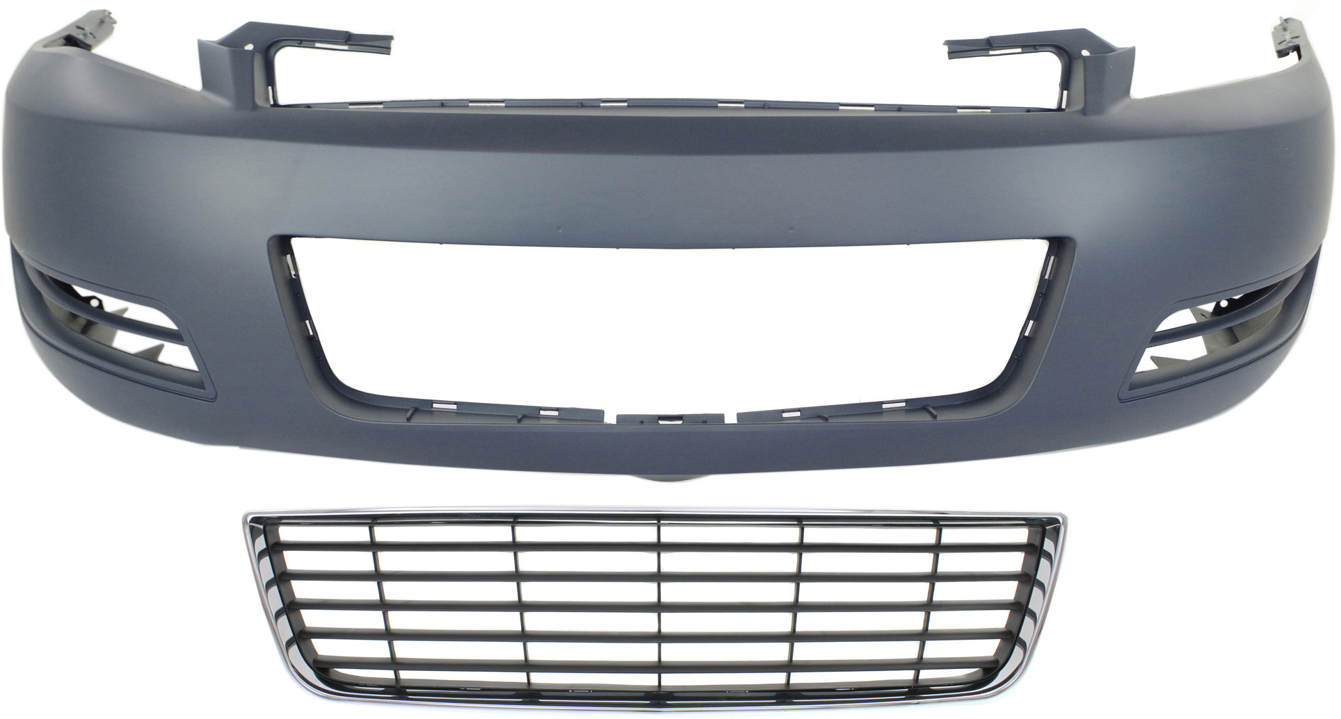 AM IMPALA 06-11 FRONT BUMPER COVER Primed 2 pc Kit with Bumper Grille CAPA SKU KIT 121017-178 Partslink GM1000763C GM1036106C OEM 10333711-89025047