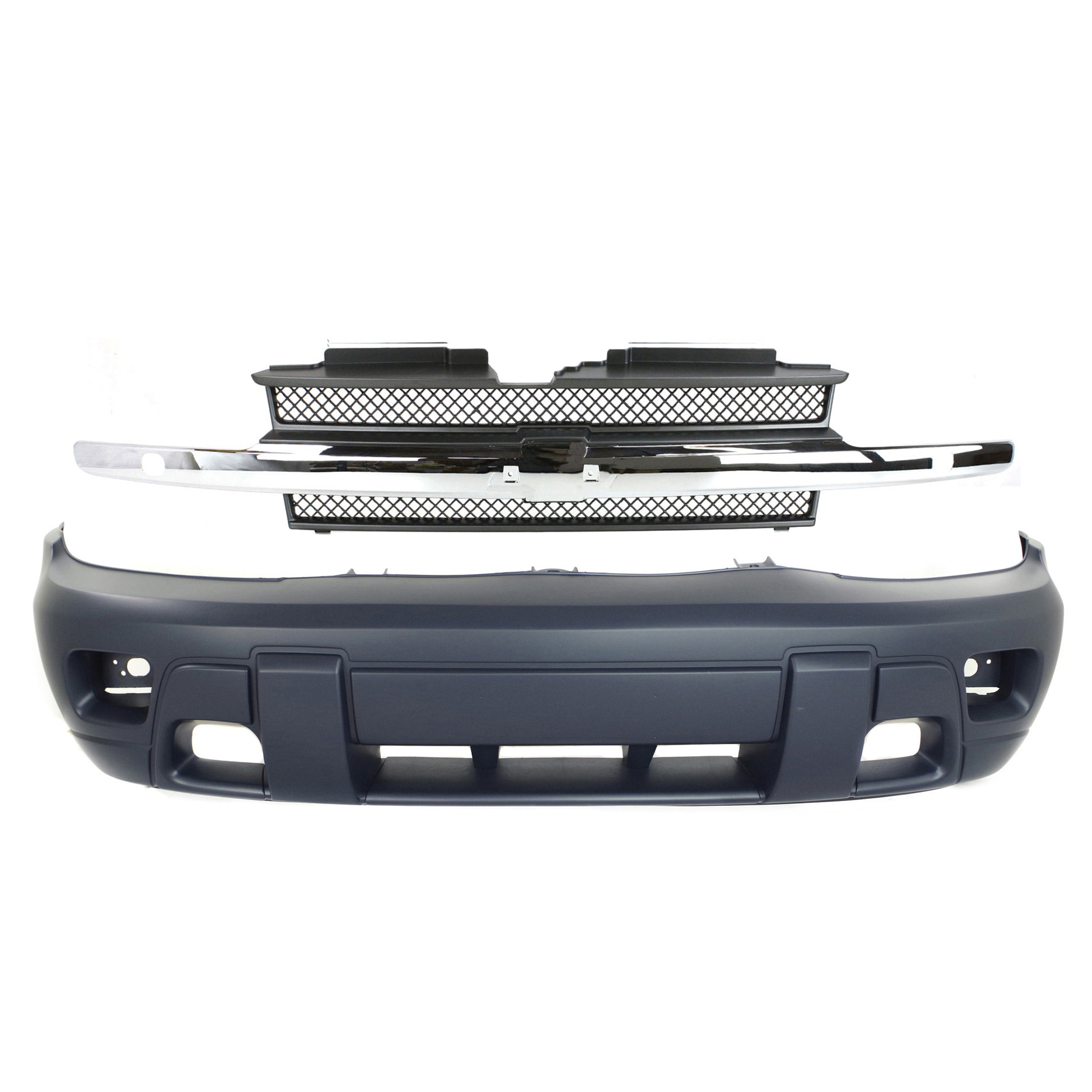 AM TRAILBLAZER 02-05 GRILLE 2 pc Kit with Bumper Cover SKU KIT 121017-186 Partslink GM1200498 GM1000672 OEM 12336054-88943617