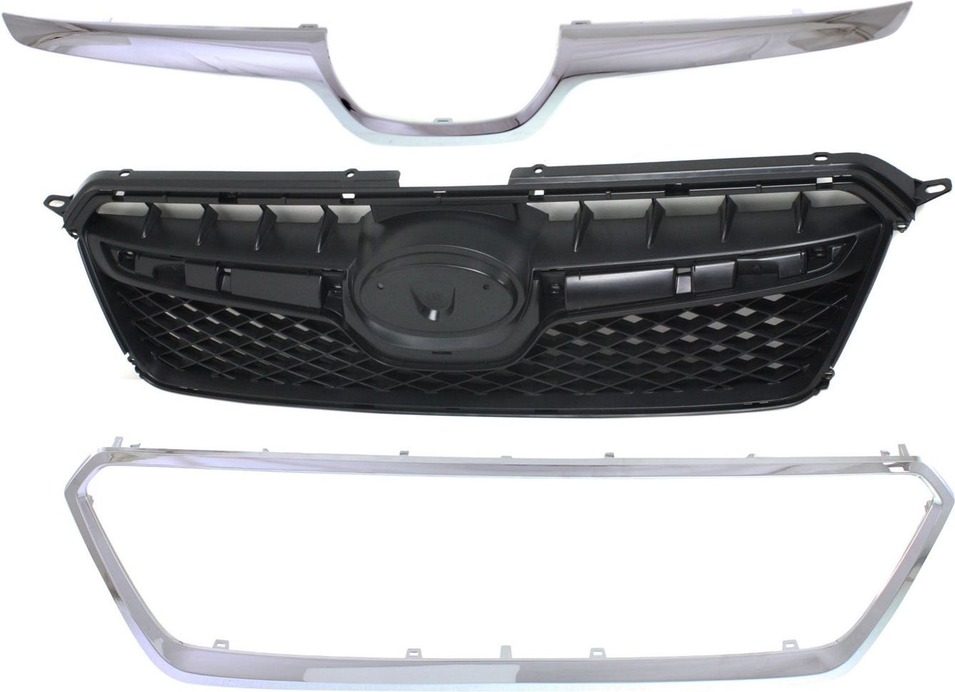 AM XV CROSSTREK 13-15 GRILLE 3 pc Kit with Grille Trims SKU KIT 12116-05 Partslink SU1200151 SU1210100 SU1202100 OEM 91122FJ020-91123FJ040-91123FJ0