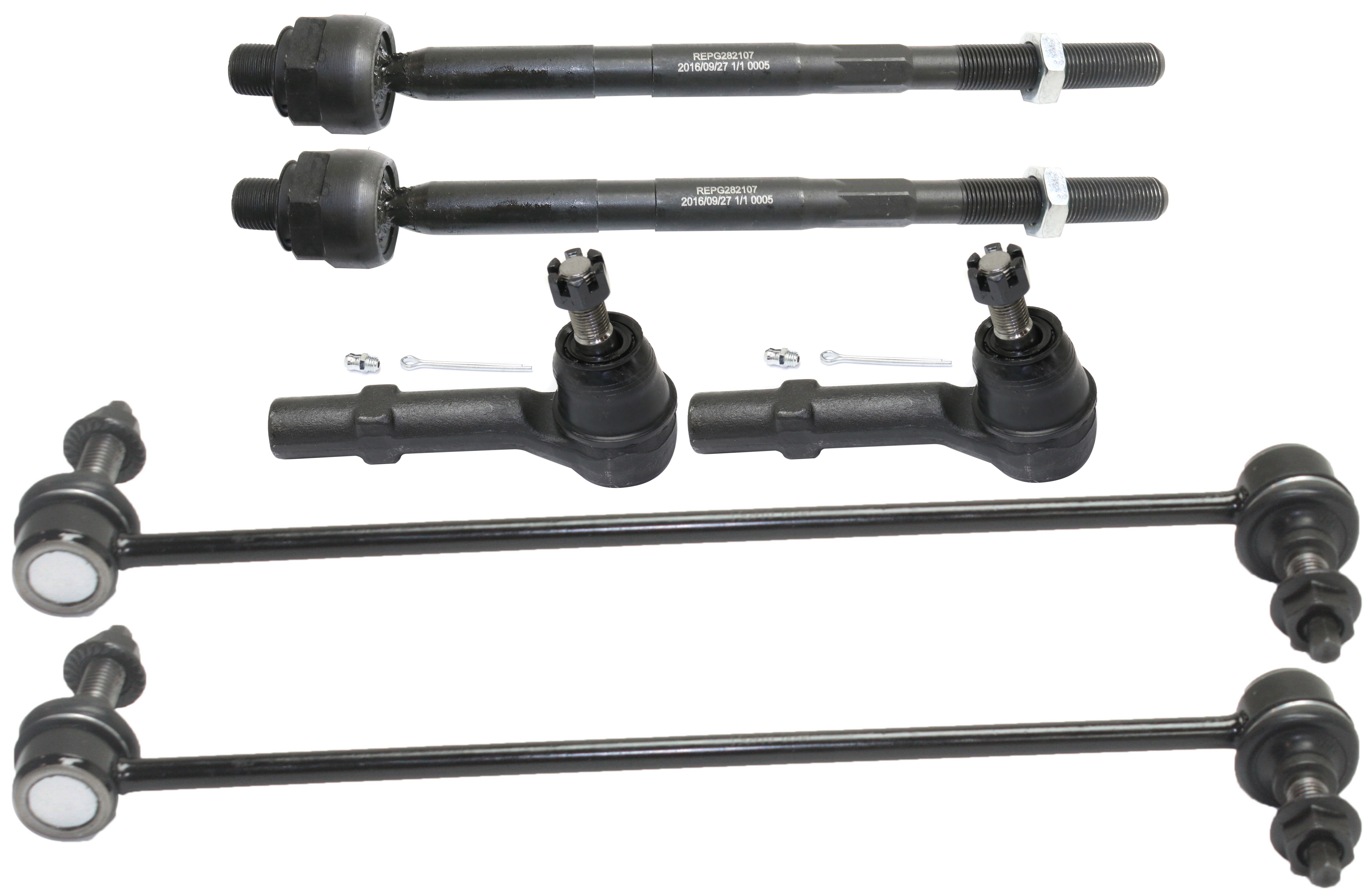 AM ACADIA 07-16 ENCLAVE 08-17 FRONT SUSPENSION KIT RH AND LH 6 pc kit with Sway Bar Links and Tie Rod Ends SKU KIT 121217-03 OEM 2651867-5451659-15127978-18750