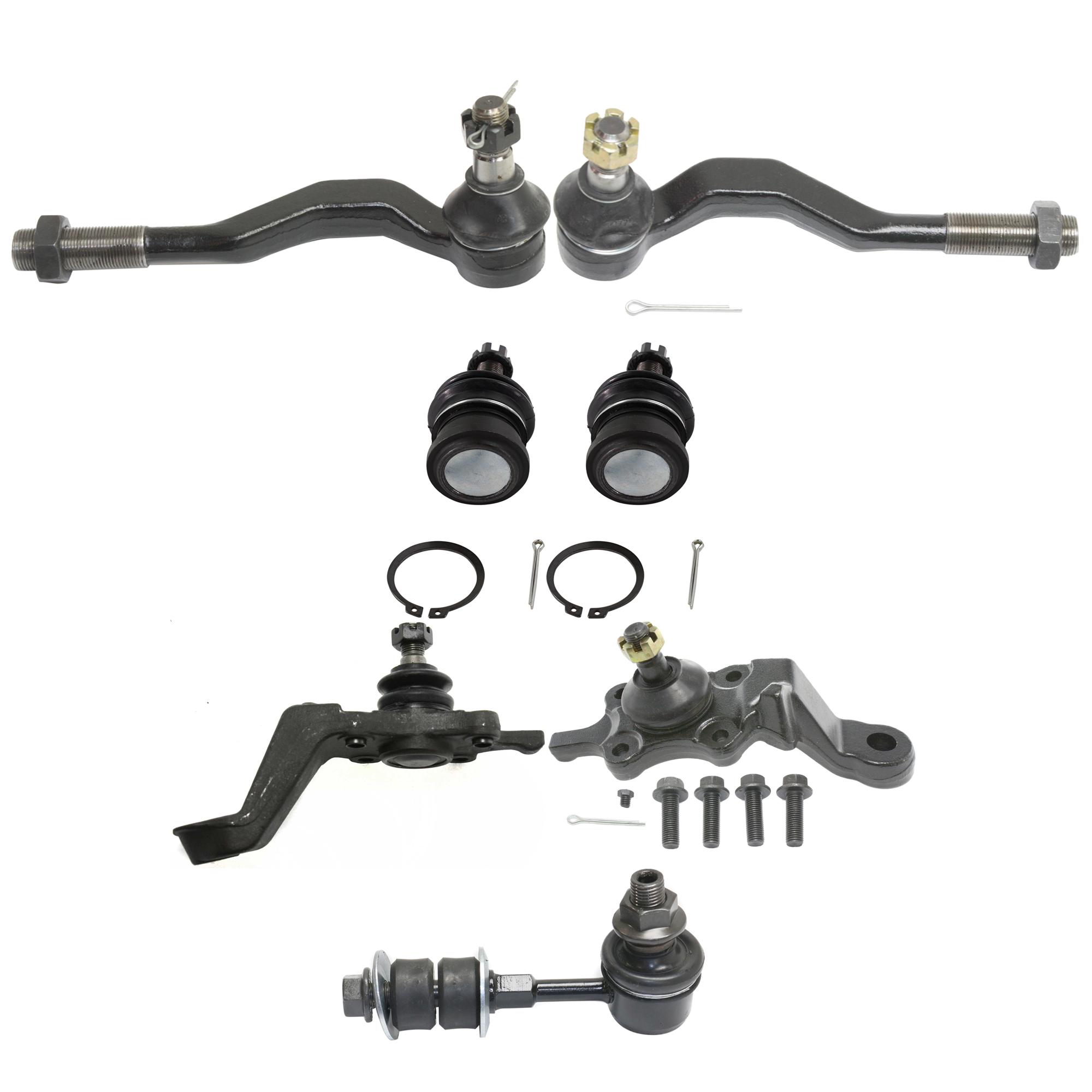 AM TACOMA 95-00 FRONT SUSPENSION KIT RH AND LH 8 pc Kit with Ball Joints Sway Bar Links and Tie Rod Ends SKU KIT 121322-01 OEM 104283-1014814-2601519-5051266