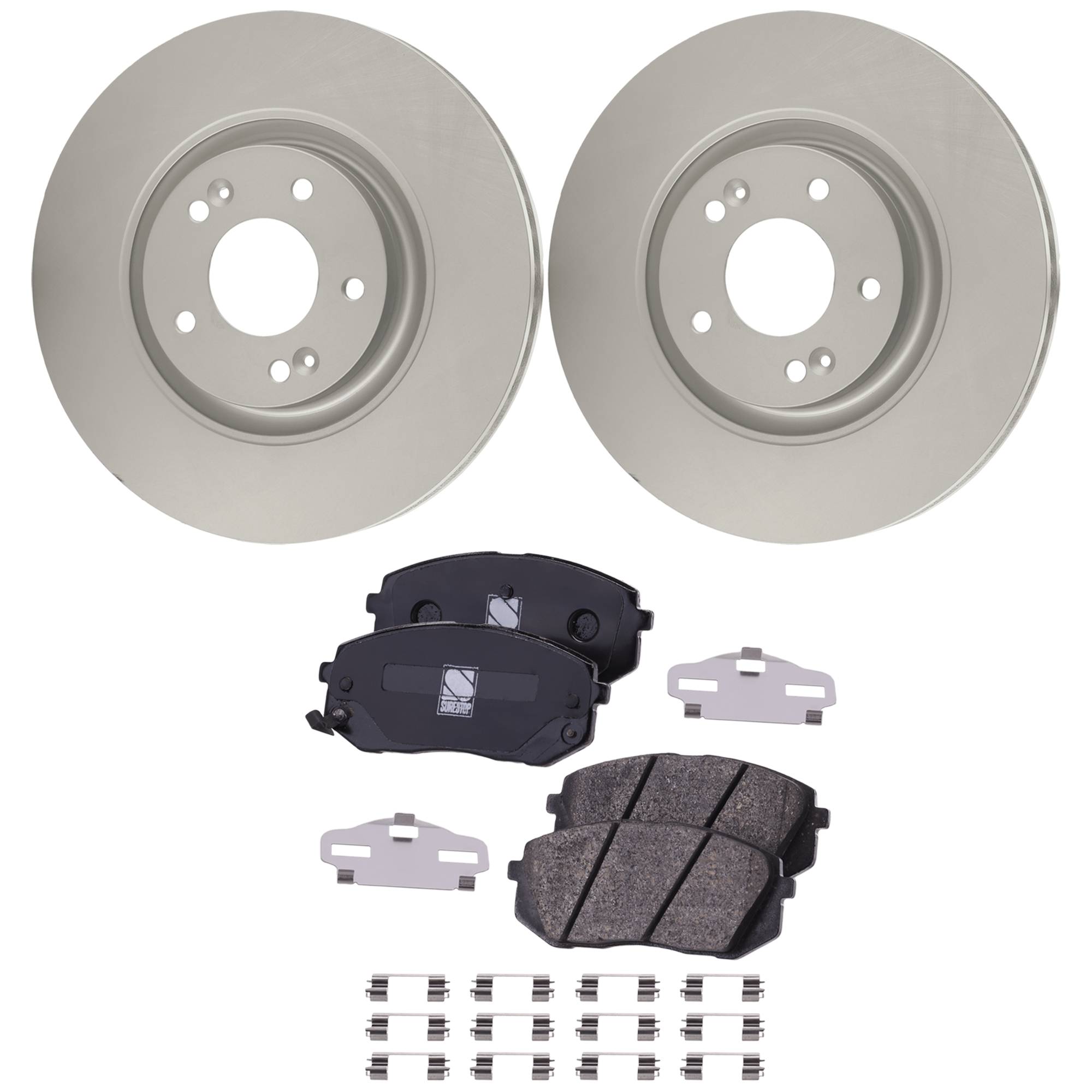 AM CADENZA 14-16 SONATA 15-15 TUCSON 16-17 FRONT BRAKE DISC AND PAD KIT 4 pc kit SKU KIT 121325 AE196 OEM 517122T000 PFM 581011DA00-5810