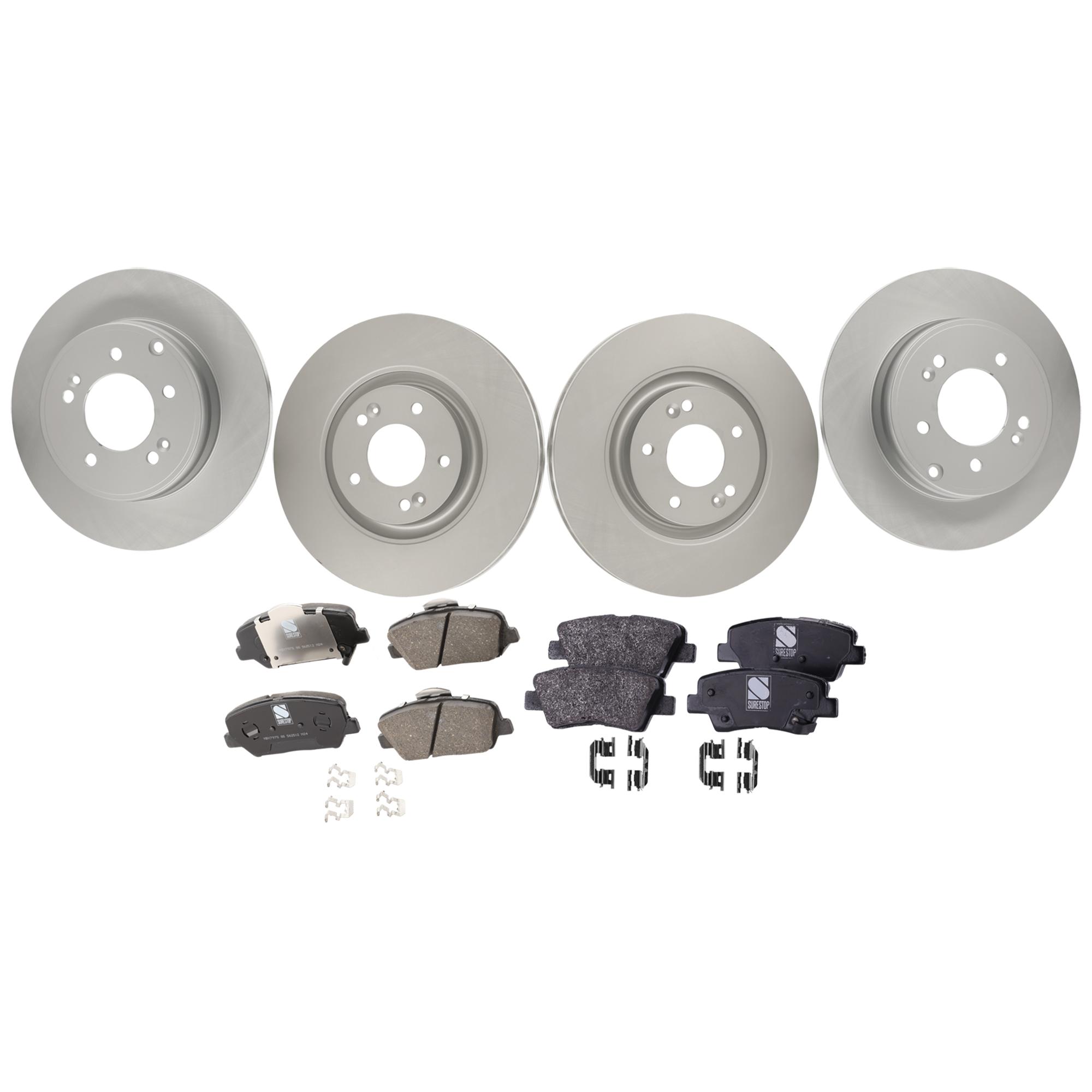 AM OPTIMA 14-15 FRONT AND REAR BRAKE DISC AND PAD KIT 8 pc kit Plain Surface SKU KIT 121325 AE270 OEM 517122T000 PFM 584110A100 PFM