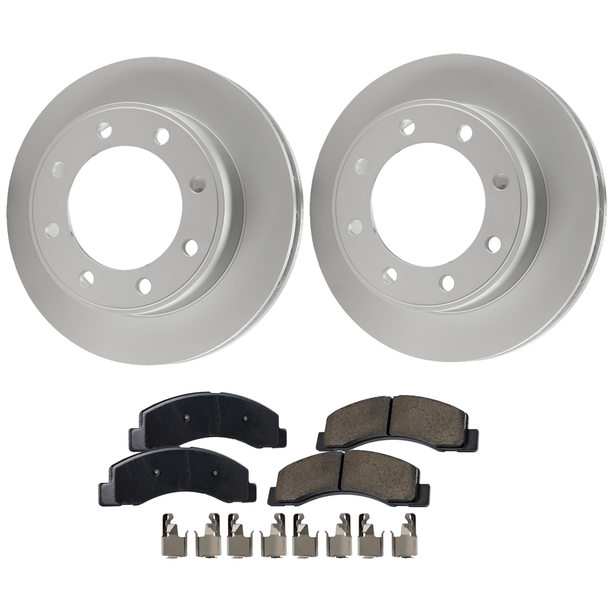 AM F SERIES SUPER DUTY 99-04 EXCURSION 00-05 FRONT BRAKE DISC AND PAD KIT 4 pc kit SKU KIT 121325 AE274 OEM 54078 PFM 1C3Z2001AA 1C3Z2001B