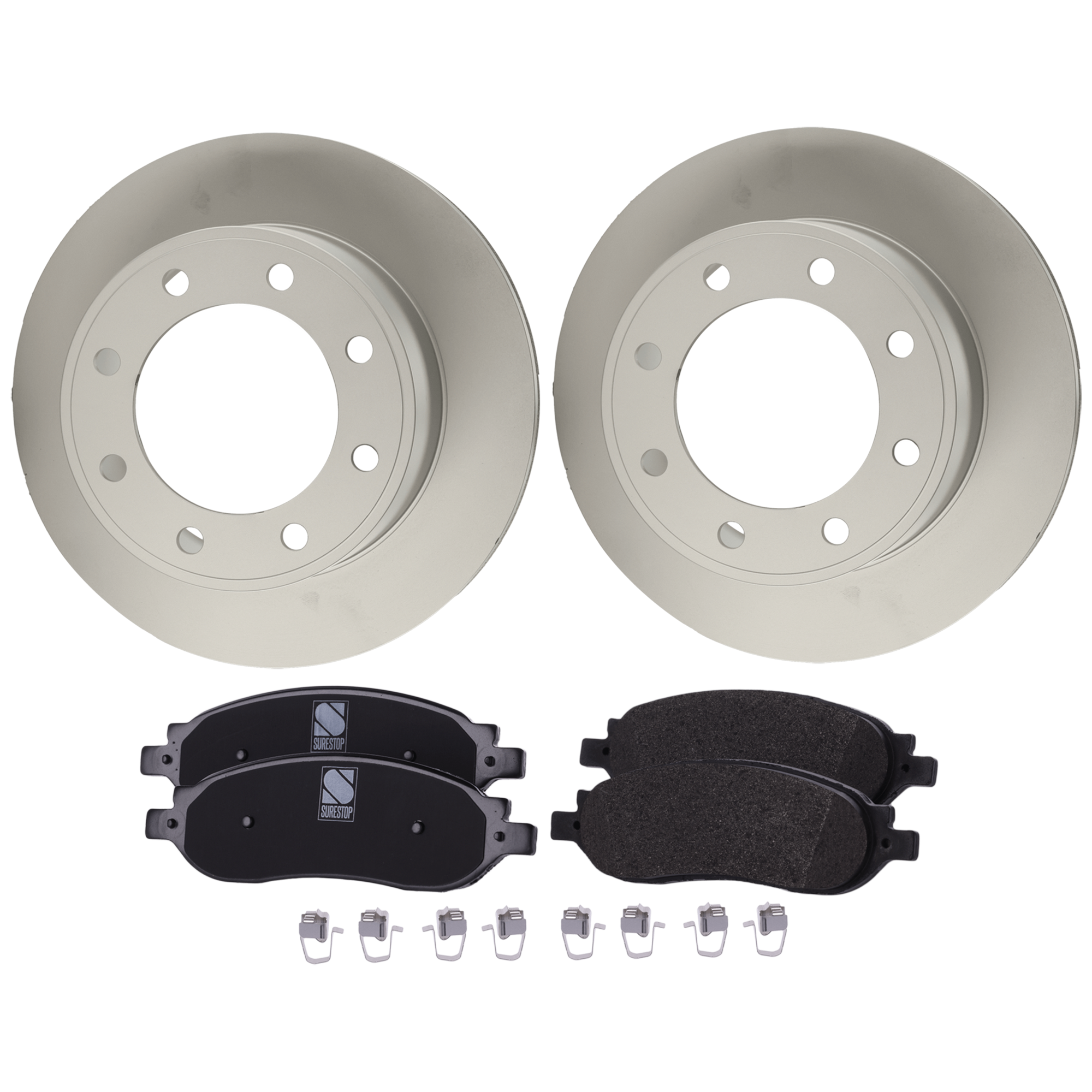 AM F 250 F 350 SUPER DUTY 05-07 REAR BRAKE DISC AND PAD KIT 2 Wheel Set SKU KIT 121325 AE99 OEM 6C3Z2C026AA PFM 5C3Z2200AA