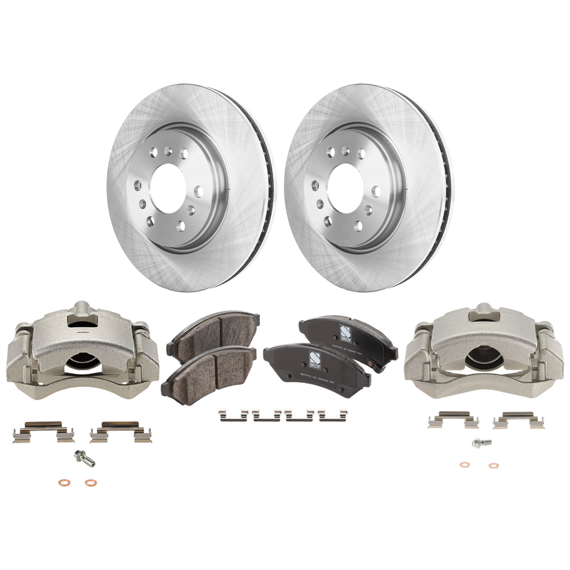 AM UPLANDER 06-08 FRONT BRAKE KIT WITH CALIPERS 2 Wheel Set Includes 2 Brake Caliper 2 Brake Disc and 1 Brake Pad Set Plain Surface 6 Lugs Cast Iron Ceramic SKU KIT 121424-104 OEM 88967259-19303815-19121389-191