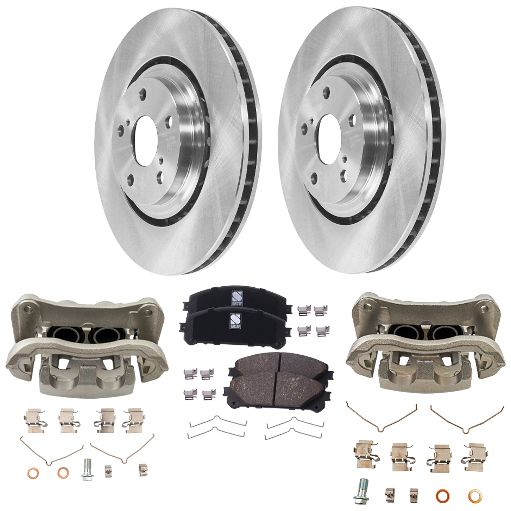 AM HIGHLANDER 10-19 RX350-10-15 FRONT BRAKE KIT WITH CALIPERS 2 Wheel Set Includes 2 Brake Caliper 2 Brake Disc and 1 Brake Pad Set Plain Surface 5 Lugs Cast Iron Ceramic SKU KIT 121424-117 OEM 4351248110-435120E030-04465025