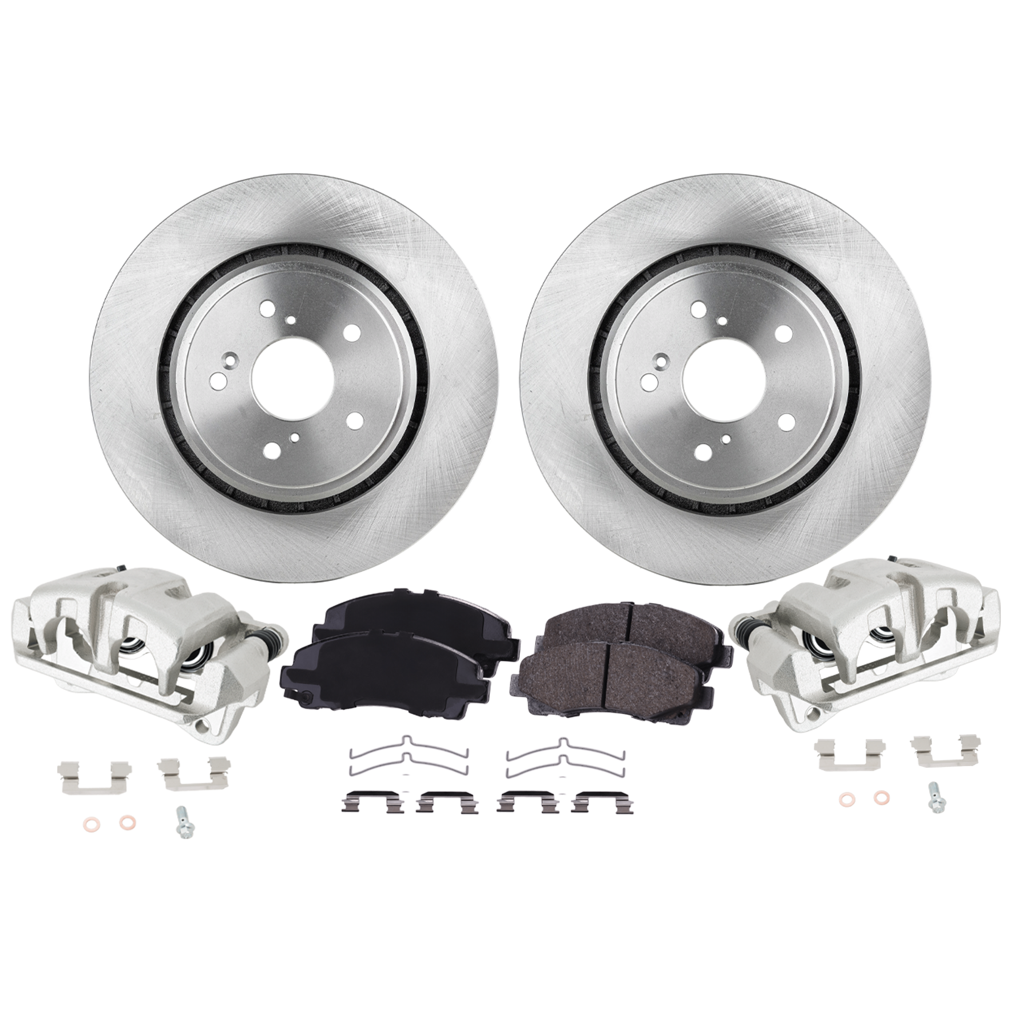 AM TLX 15-20 FRONT BRAKE KIT WITH CALIPERS 2 Wheel Set Includes 2 Brake Caliper 2 Brake Disc and 1 Brake Pad Set Plain Surface 5 Lugs Organic SKU KIT 121424-19 OEM 45699-0833594-850455-981063-60