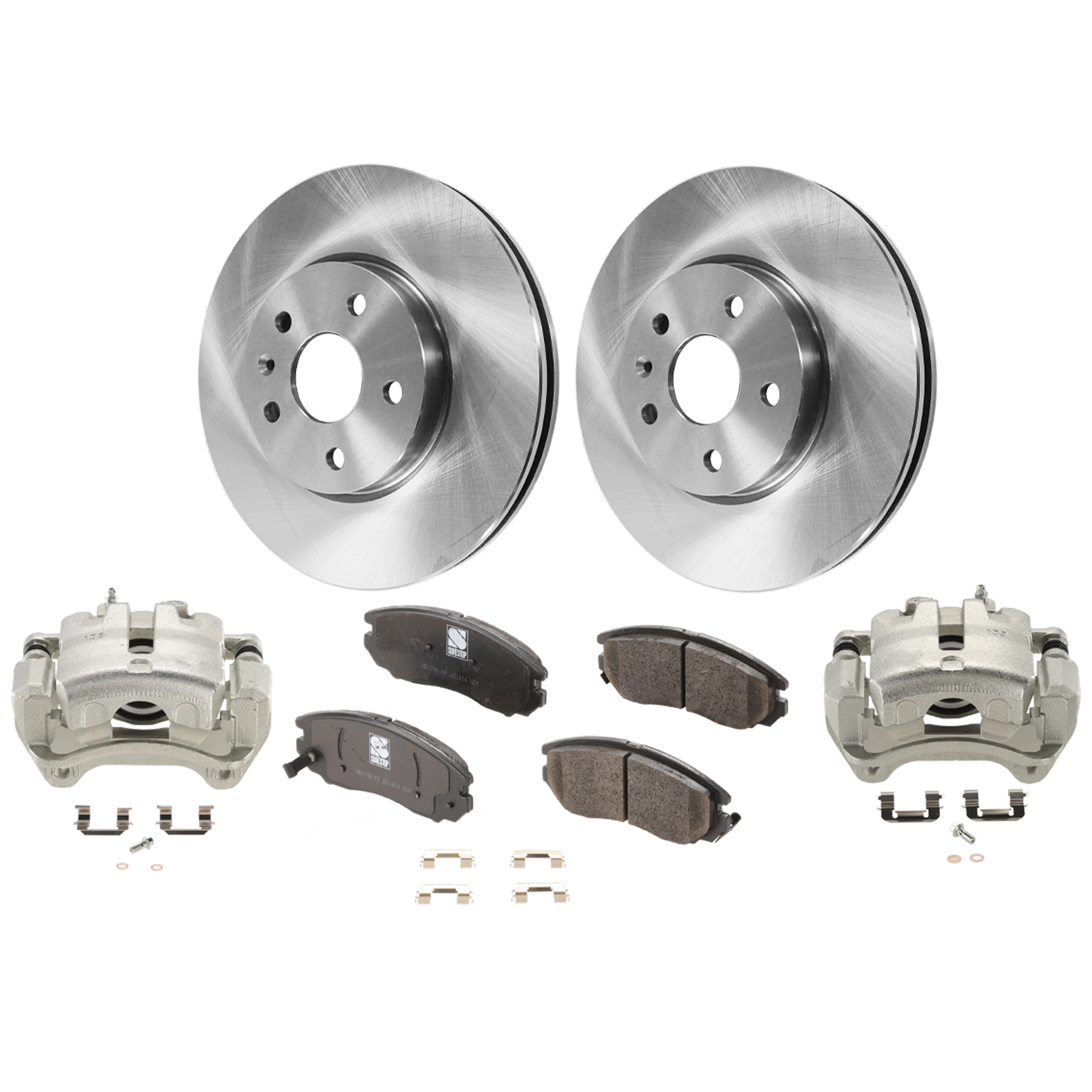 AM EQUINOX 10-17 IMPALA 20-20 FRONT BRAKE KIT WITH CALIPERS 2 Wheel Set Includes 2 Brake Caliper 2 Brake Disc and 1 Brake Pad Set Plain Surface 5 Lugs Ceramic SKU KIT 121424-32 OEM 569064-569422-13501308-1323775