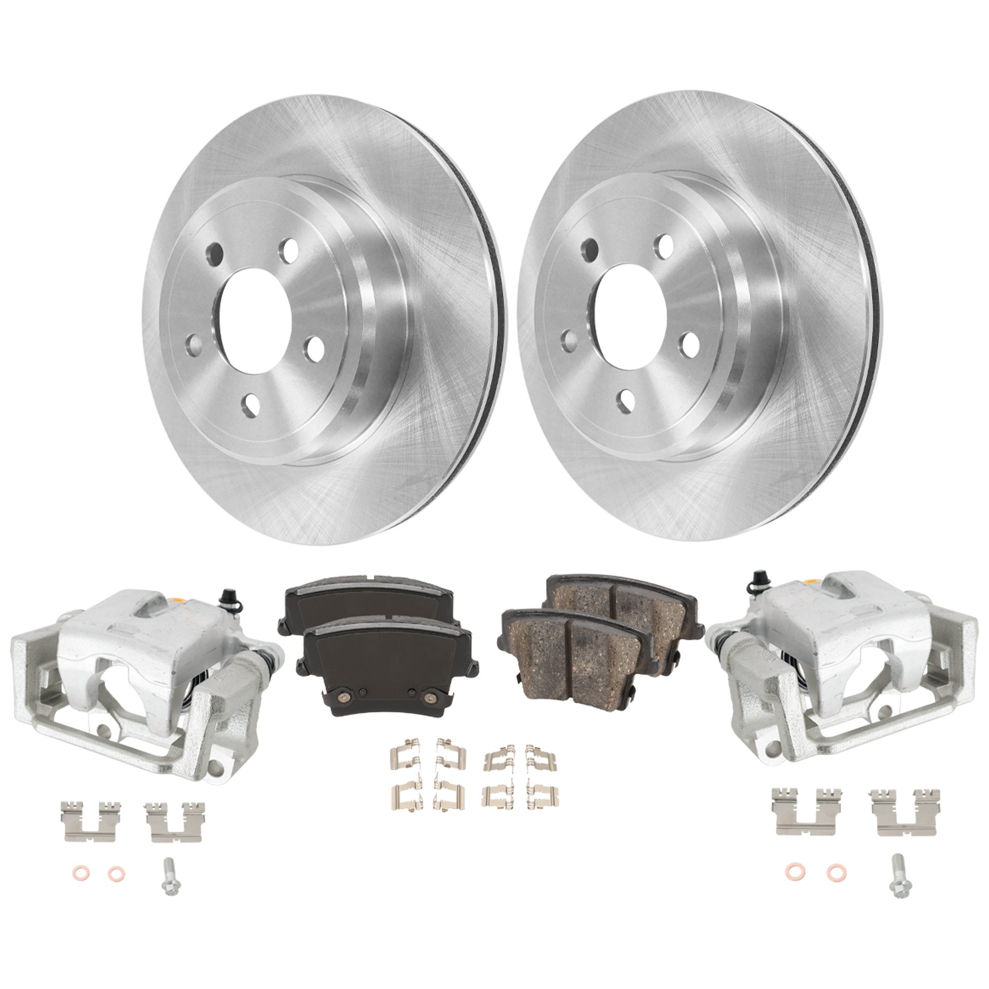 AM CHRYSLER 300-06-11 CHARGER 07-19 REAR BRAKE KIT WITH CALIPERS 2 Wheel Set Includes 2 Caliper 2 Disc and 1 Pad Set Plain Surface 5 Lugs Ceramic SKU KIT 121424-48 OEM 4779209AB 4779209AC 4779209AE