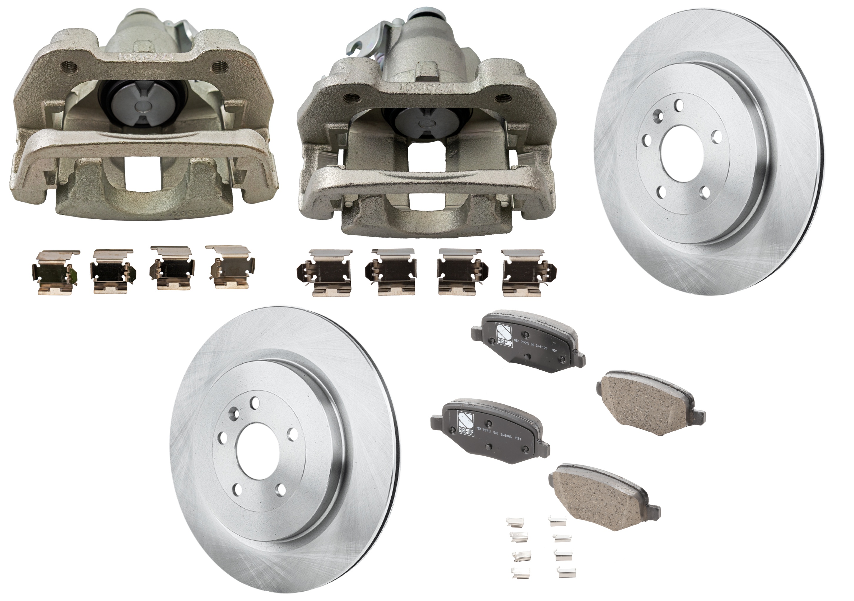 AM EXPLORER MKT 15-19 REAR BRAKE KIT WITH CALIPERS 2 Wheel Set Includes 2 Brake Caliper 2 Brake Disc and 1 Brake Pad Set Plain Surface 5 Lugs Cast Iron Ceramic SKU KIT 121424-61 OEM 42285-54189-54190-680983-85030